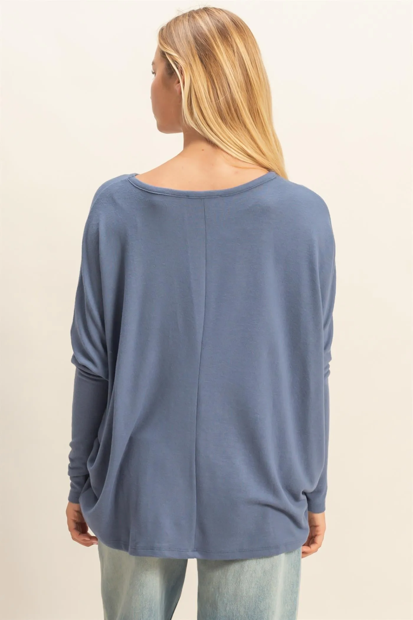 Navy Relaxed Fit Dolman Long Sleeve Top sold by Pinkblush product image thumbnail 3