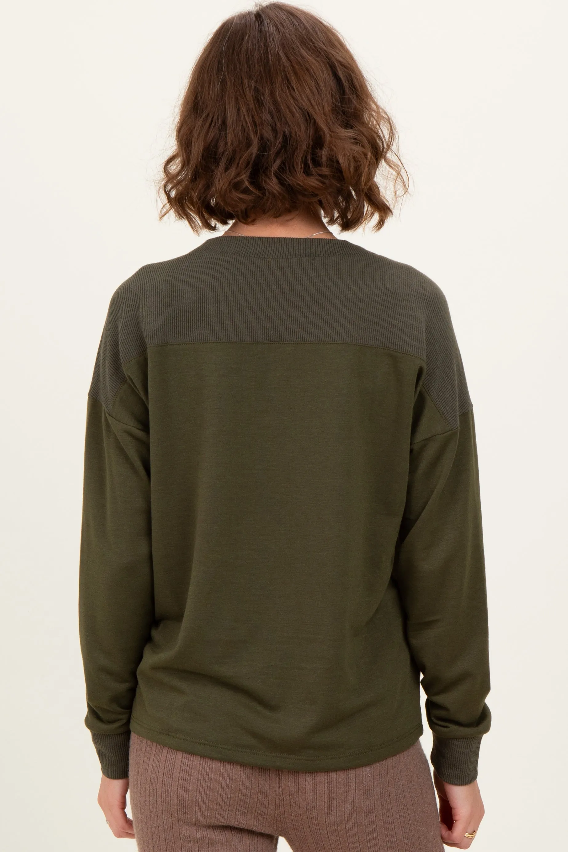 Olive V-Neck Knit Long Sleeve Top sold by Pinkblush product image thumbnail 3
