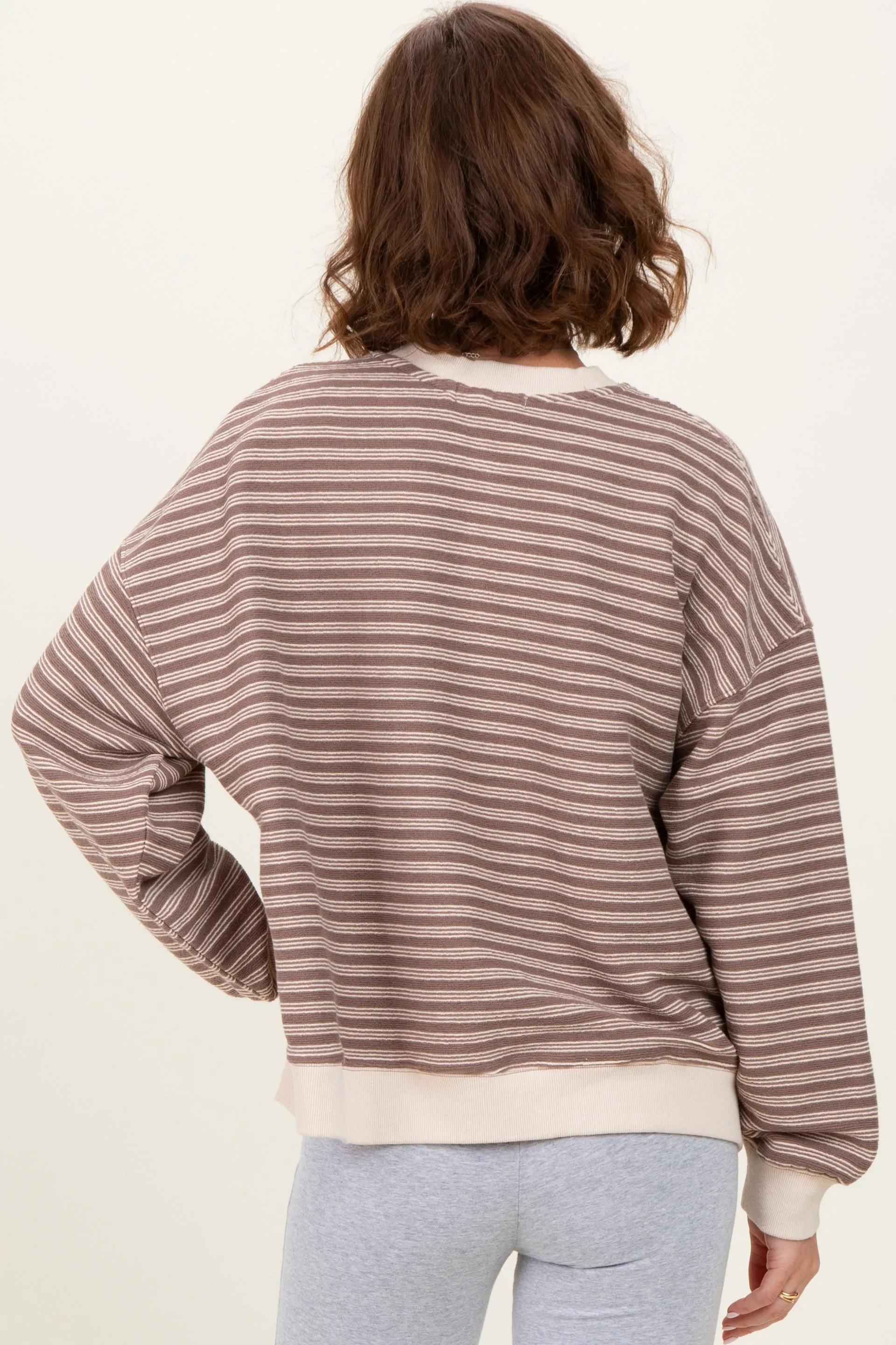 Mocha Striped Knit Relaxed Fit Pullover sold by Pinkblush product image thumbnail 4