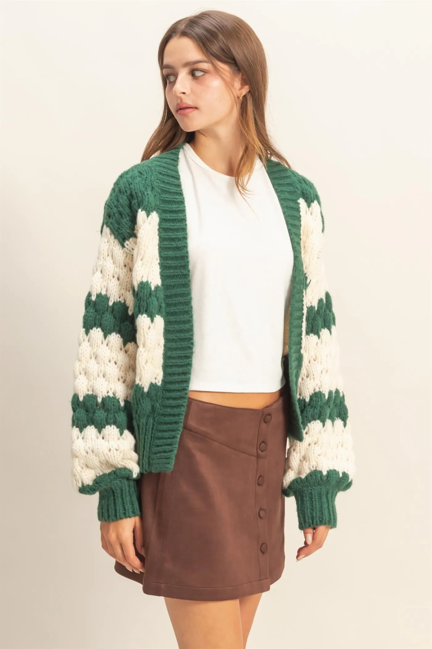 Green Oversized Cloud Pattern Knit Cardigan sold by Pinkblush product image thumbnail 2