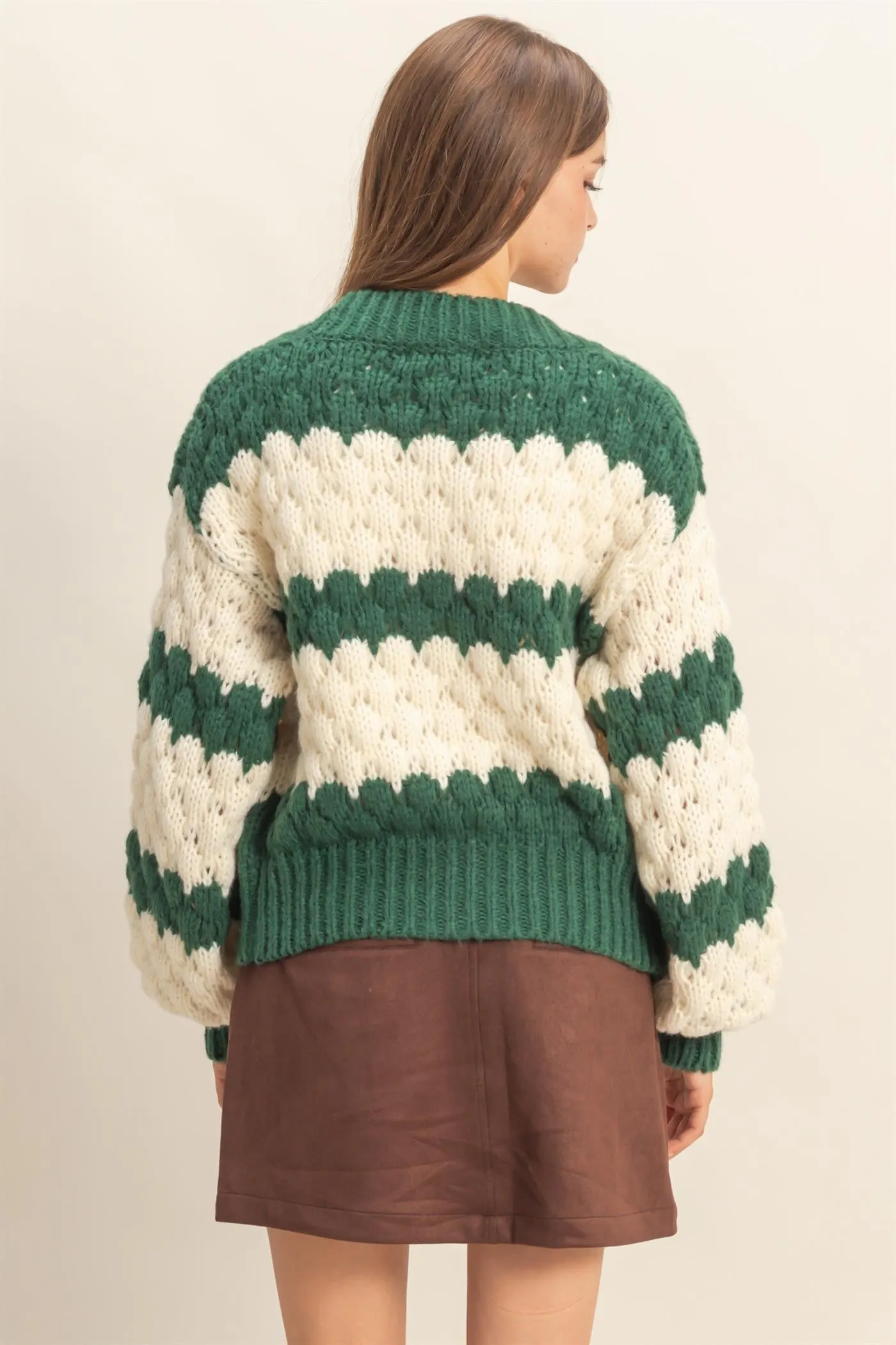 Green Oversized Cloud Pattern Knit Cardigan sold by Pinkblush product image thumbnail 3