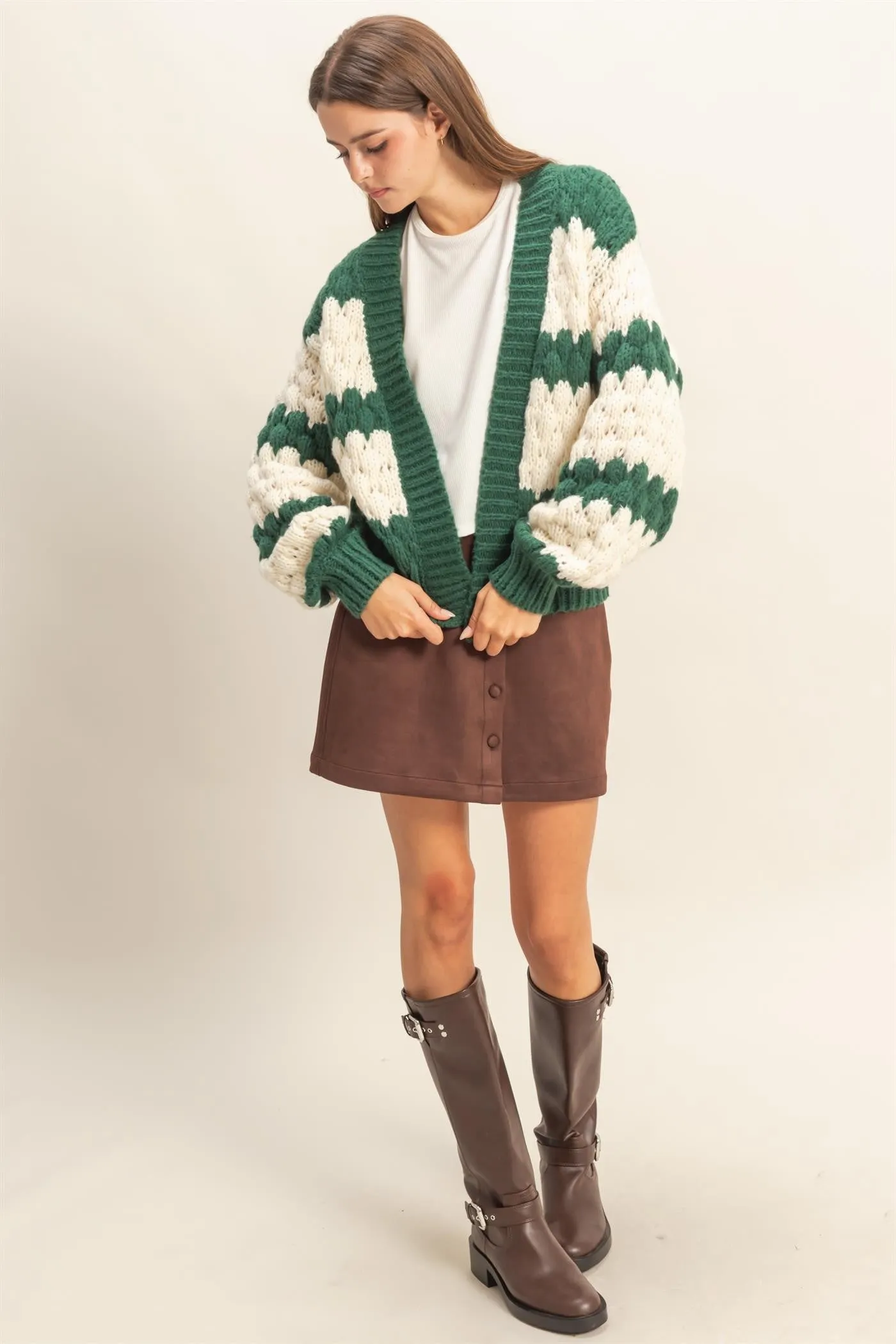 Green Oversized Cloud Pattern Knit Cardigan sold by Pinkblush product image thumbnail 4