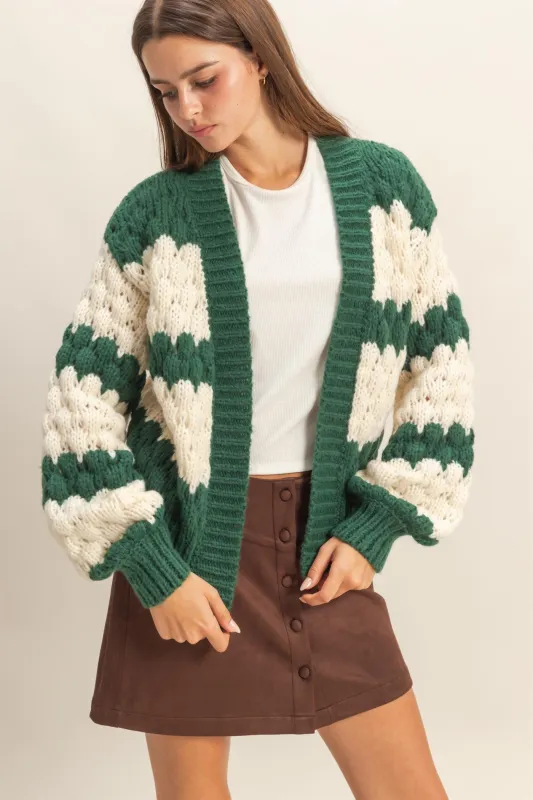 Green Oversized Cloud Pattern Knit Cardigan sold by Pinkblush
