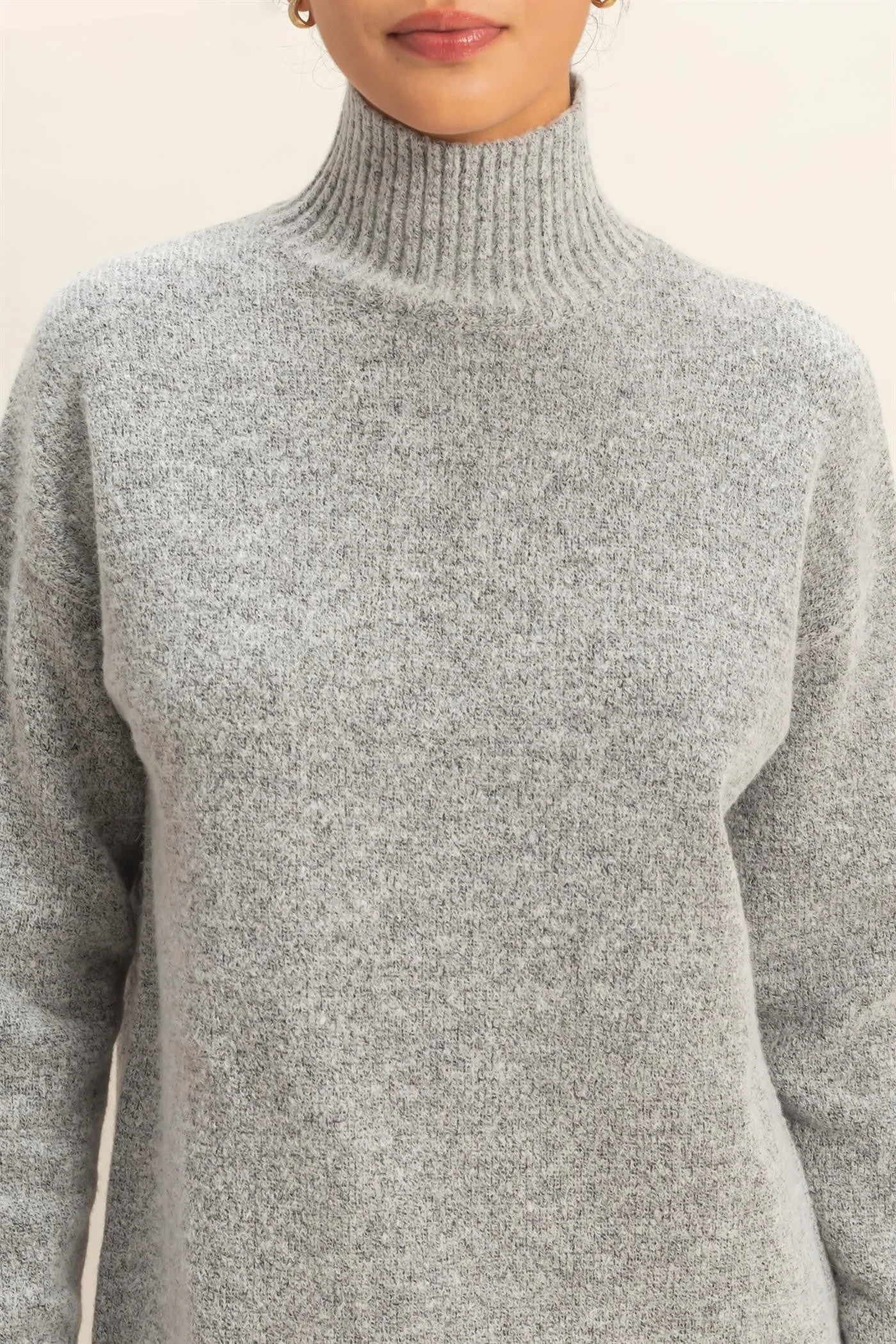 Heather Grey High Neck Sweater Mini Dress sold by Pinkblush product image thumbnail 5