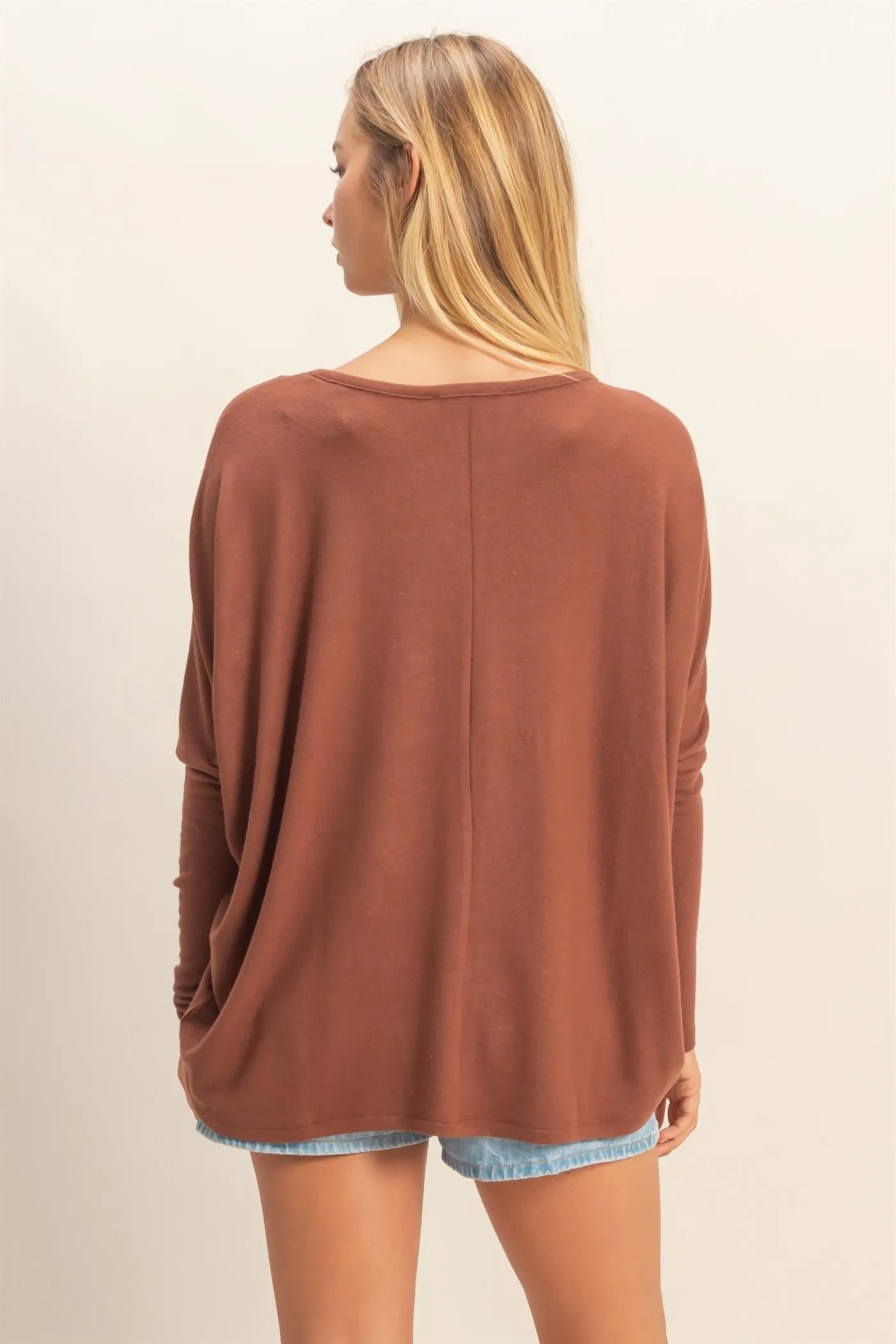 Rust Relaxed Fit Dolman Long Sleeve Top sold by Pinkblush product image thumbnail 3