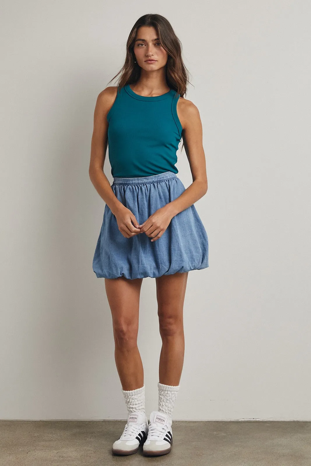 Teal Ribbed Basic Crew Neck Tank sold by Pinkblush product image thumbnail 4