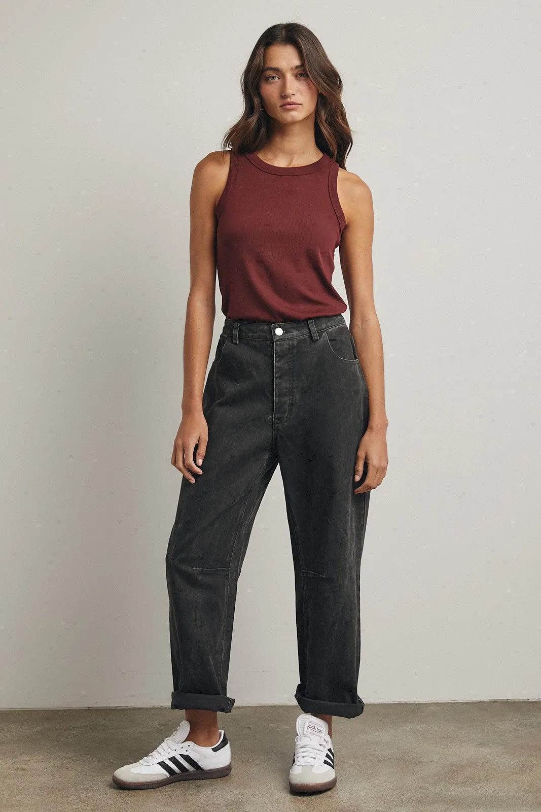 Burgundy Ribbed Basic Crew Neck Tank sold by Pinkblush product image thumbnail 4