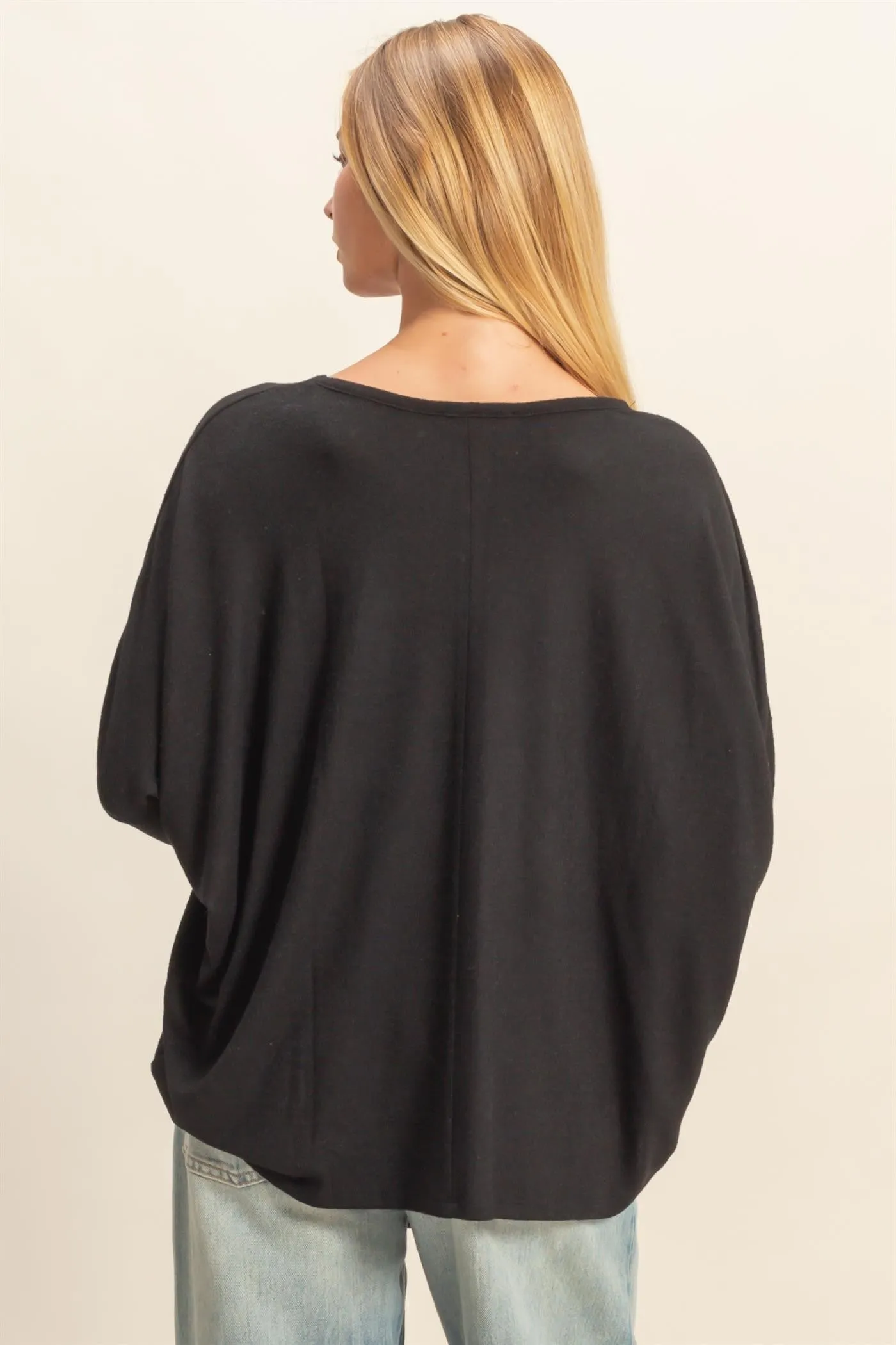 Black Relaxed Fit Dolman Long Sleeve Top sold by Pinkblush product image thumbnail 3