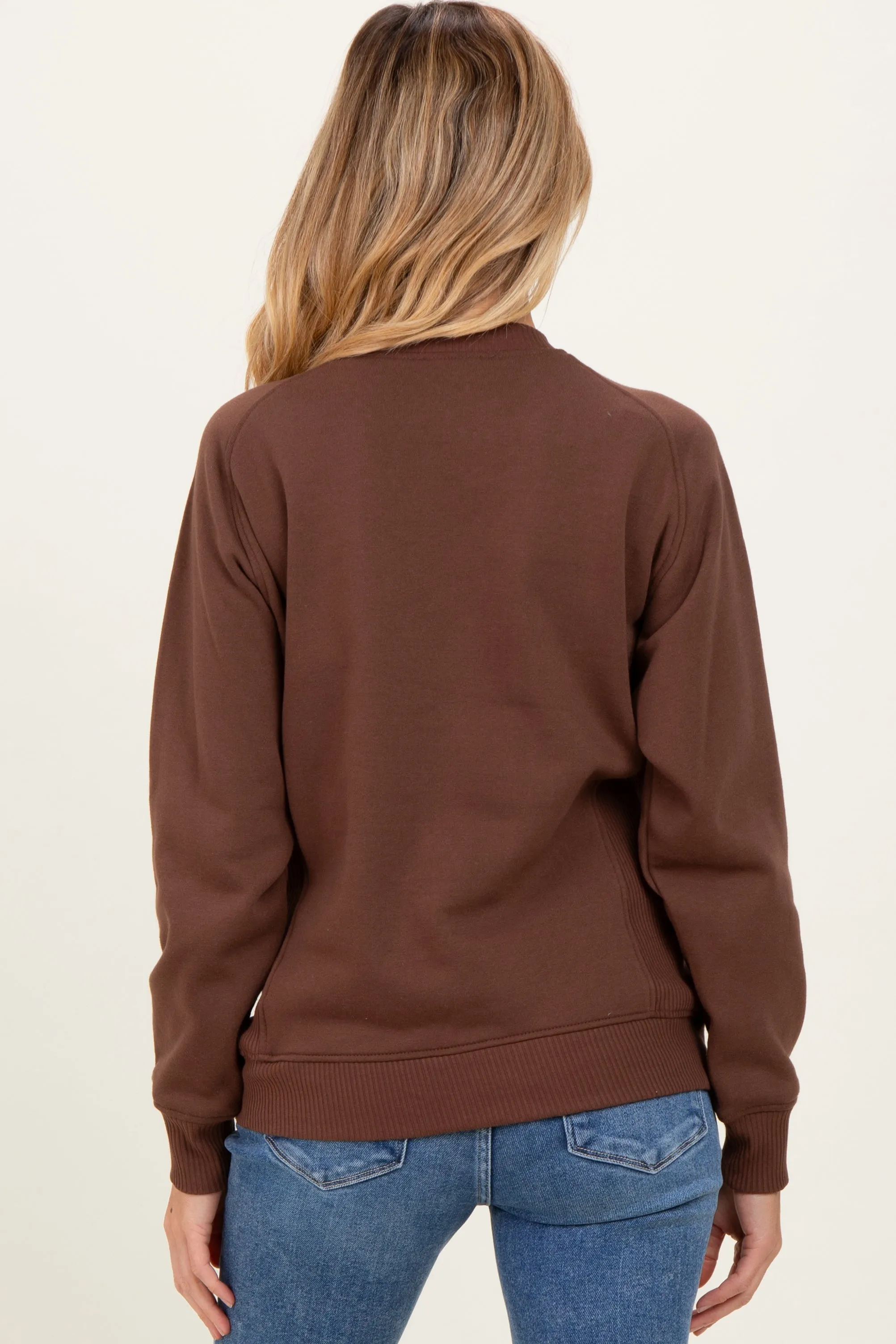 Brown Fleece Maternity Sweatshirt sold by Pinkblush product image thumbnail 4