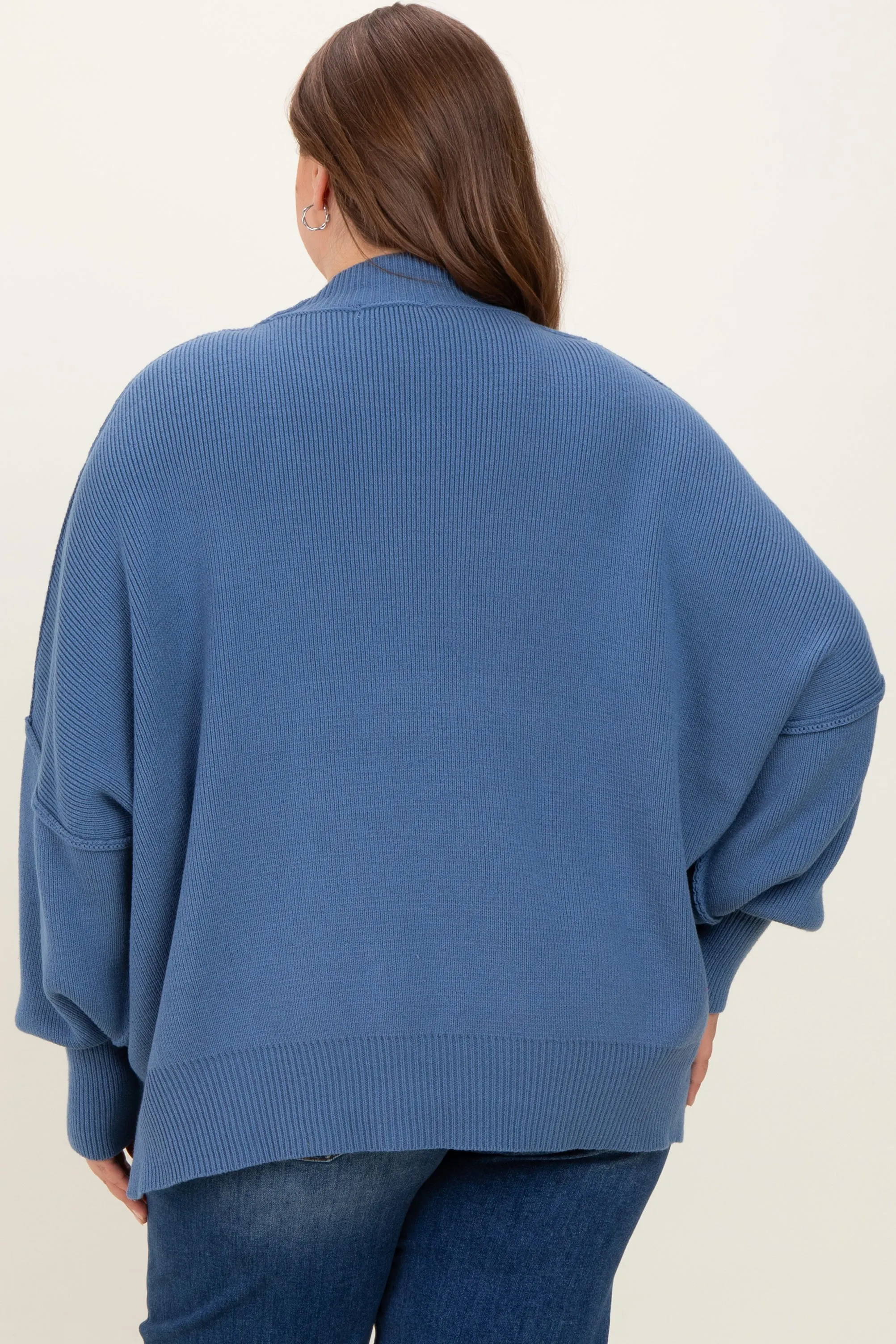 Blue Mock Neck Exposed Seam Maternity Sweater sold by Pinkblush product image thumbnail 4