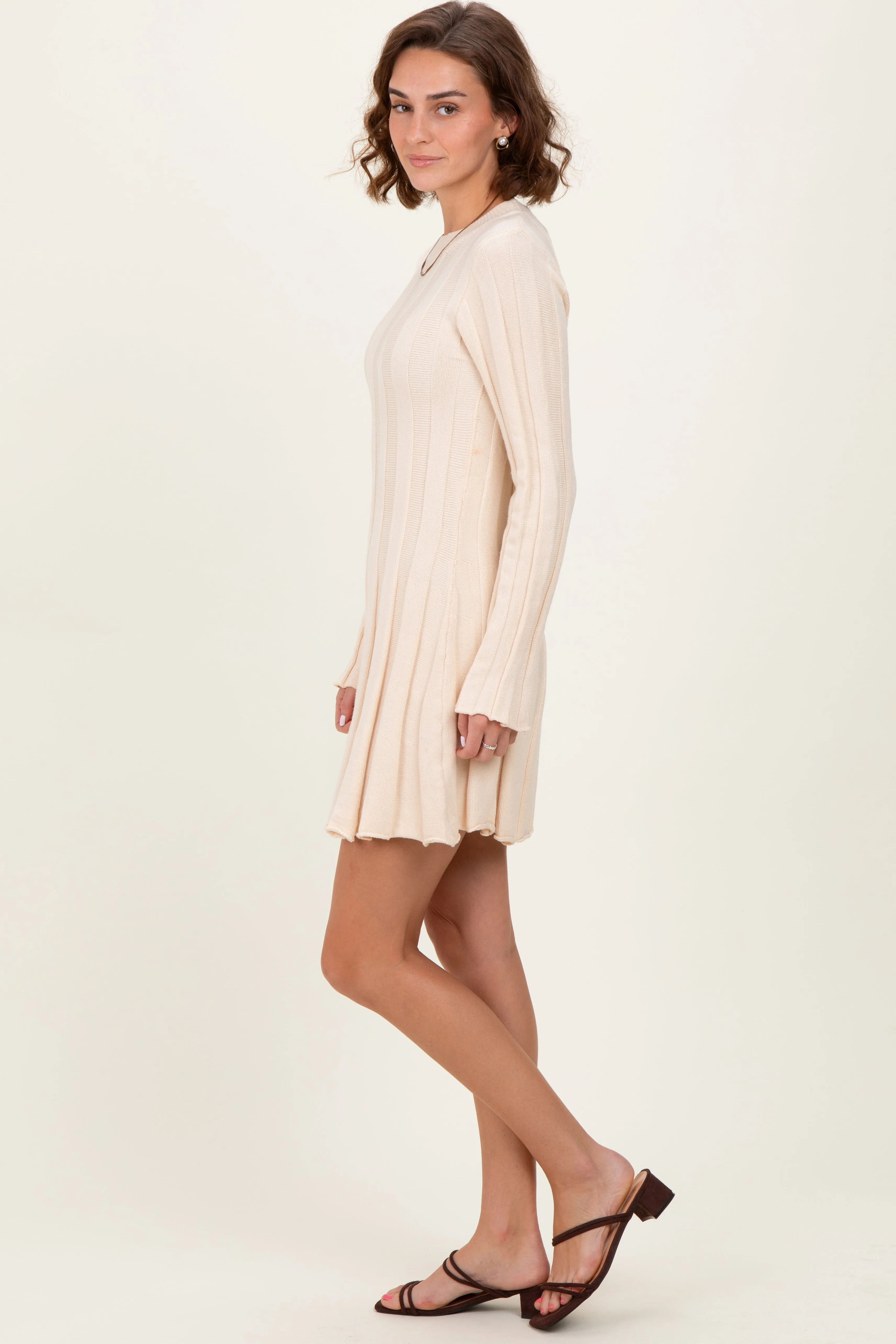 Cream Wide Rib Mini Sweater Dress sold by Pinkblush product image thumbnail 2