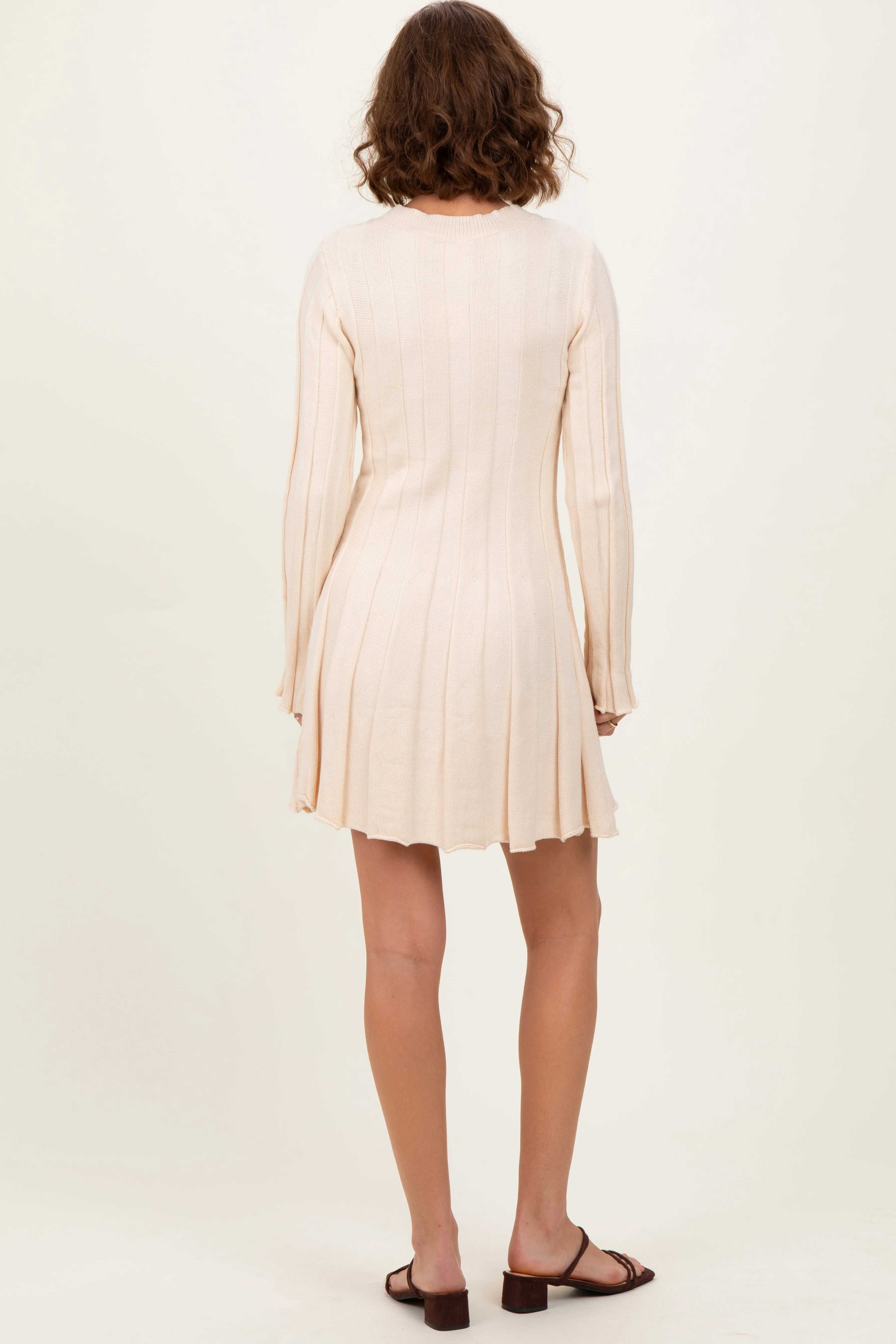 Cream Wide Rib Mini Sweater Dress sold by Pinkblush product image thumbnail 3
