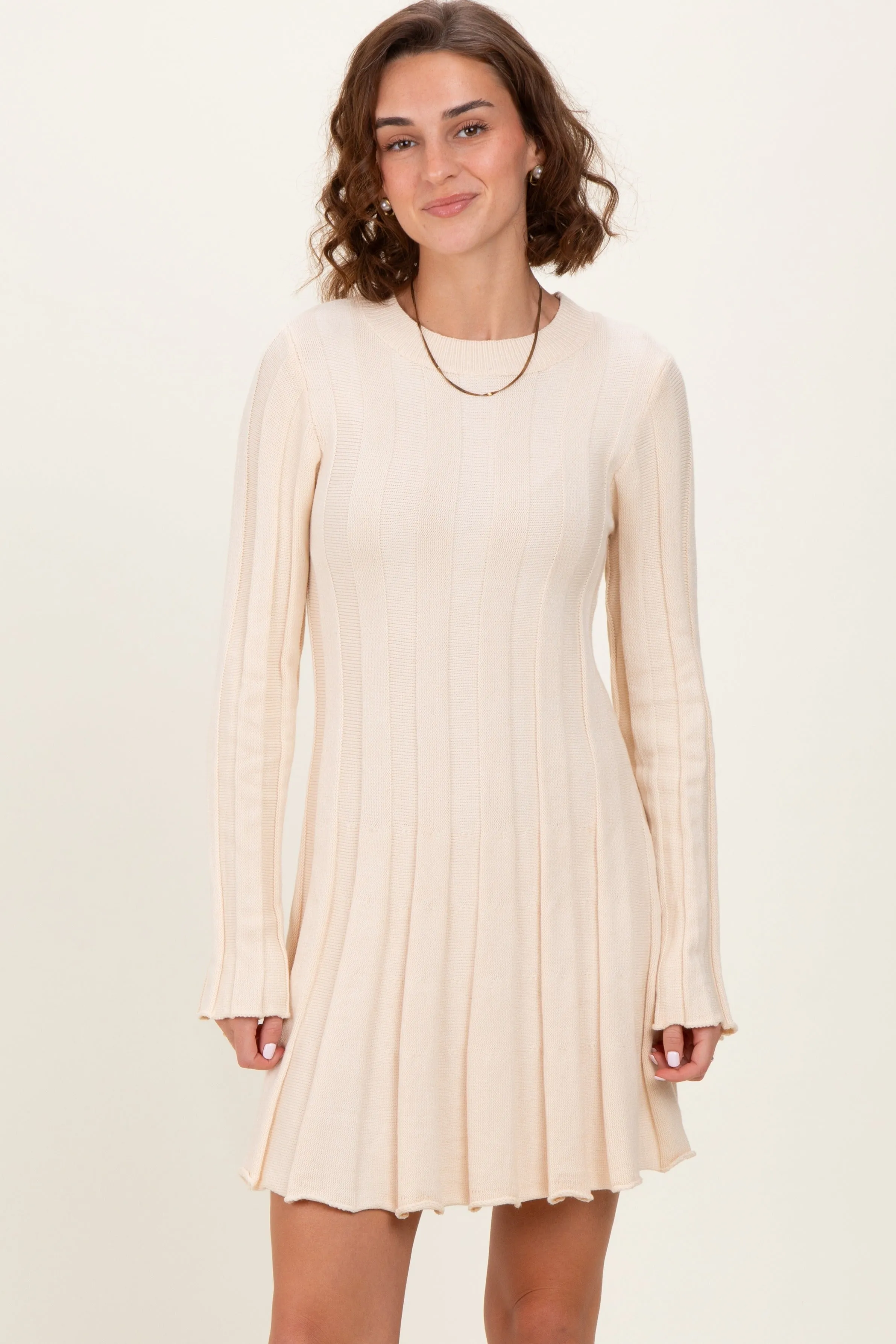 Cream Wide Rib Mini Sweater Dress sold by Pinkblush product image thumbnail 4