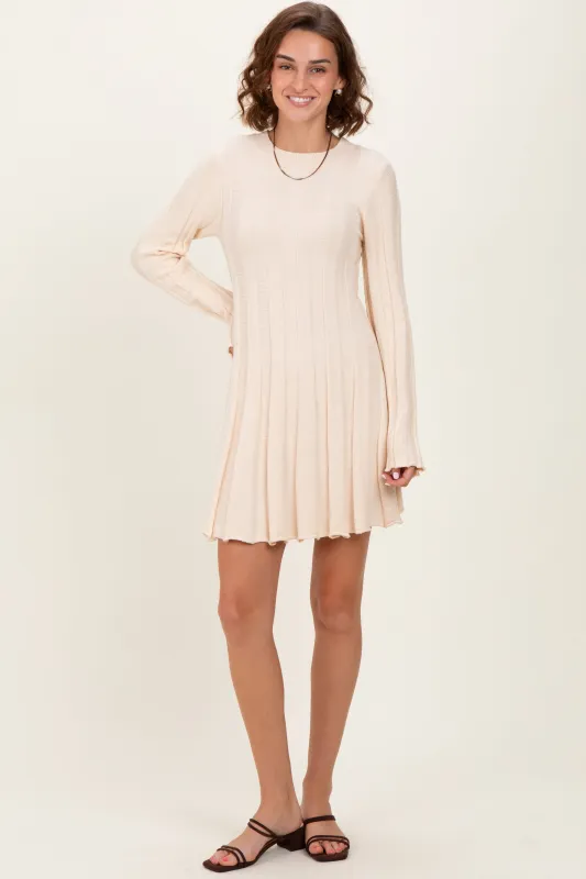 Cream Wide Rib Mini Sweater Dress sold by Pinkblush