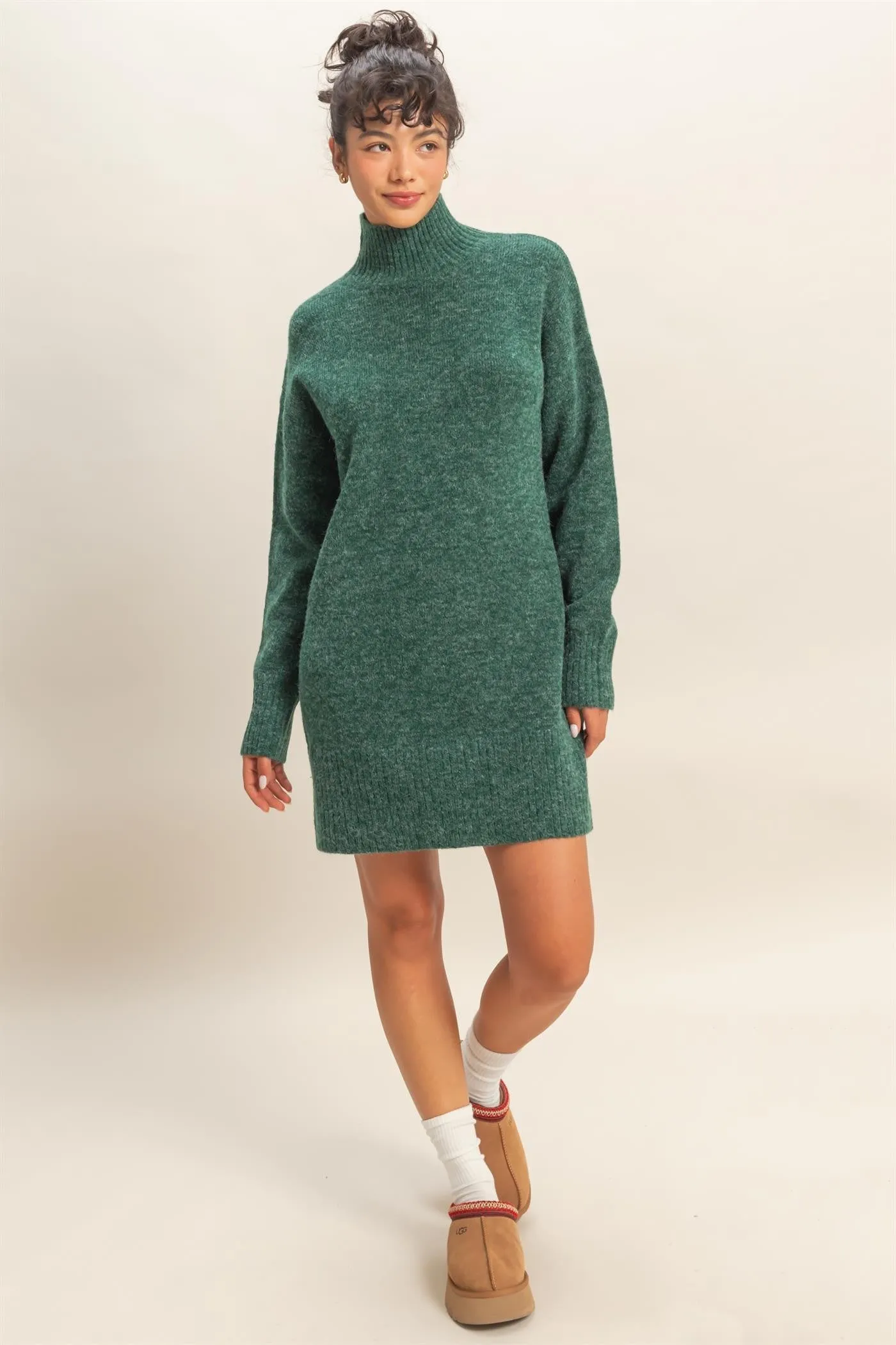 Green High Neck Sweater Mini Dress sold by Pinkblush product image thumbnail 4
