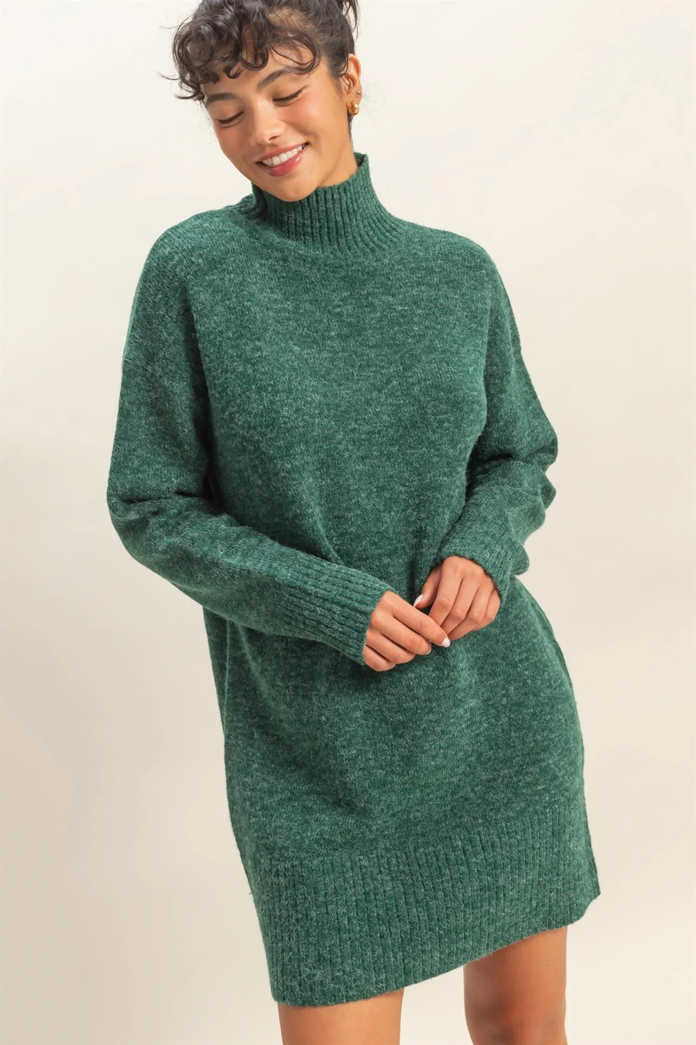 Green High Neck Sweater Mini Dress sold by Pinkblush product image thumbnail 5