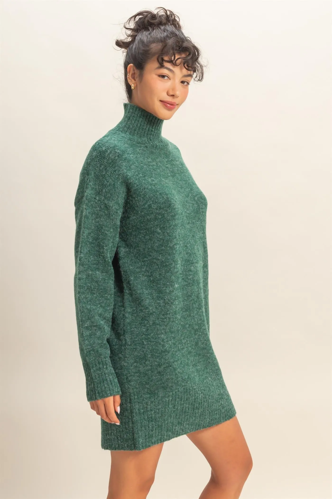 Green High Neck Sweater Mini Dress sold by Pinkblush product image thumbnail 2