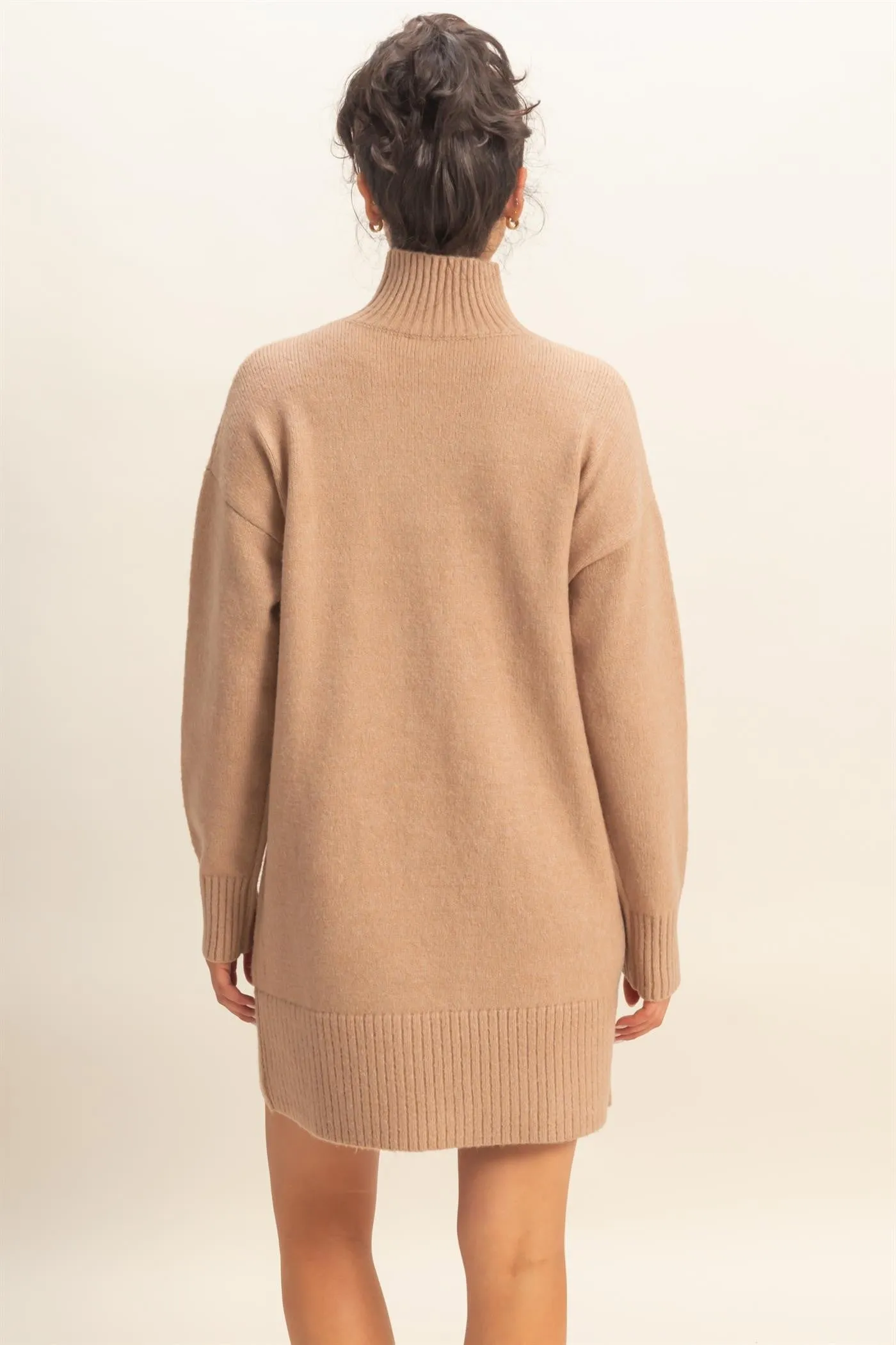 Taupe High Neck Sweater Mini Dress sold by Pinkblush product image thumbnail 3