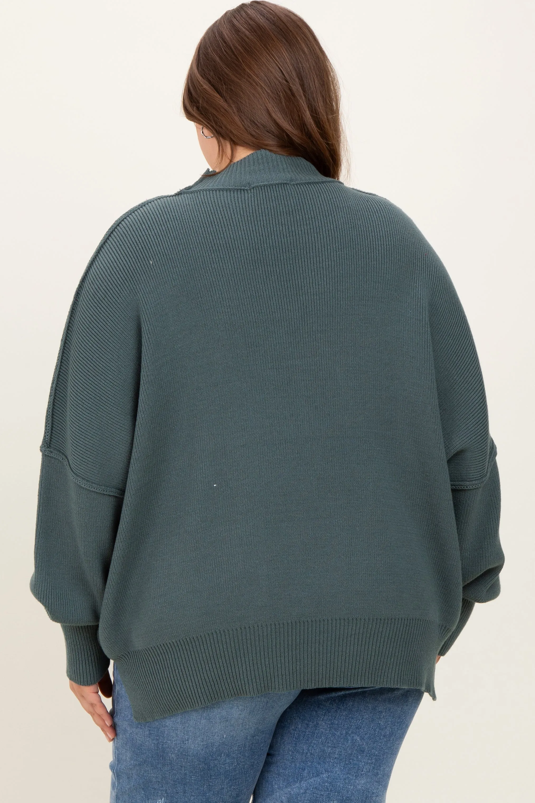 Jade Mock Neck Exposed Seam Maternity Sweater sold by Pinkblush product image thumbnail 4