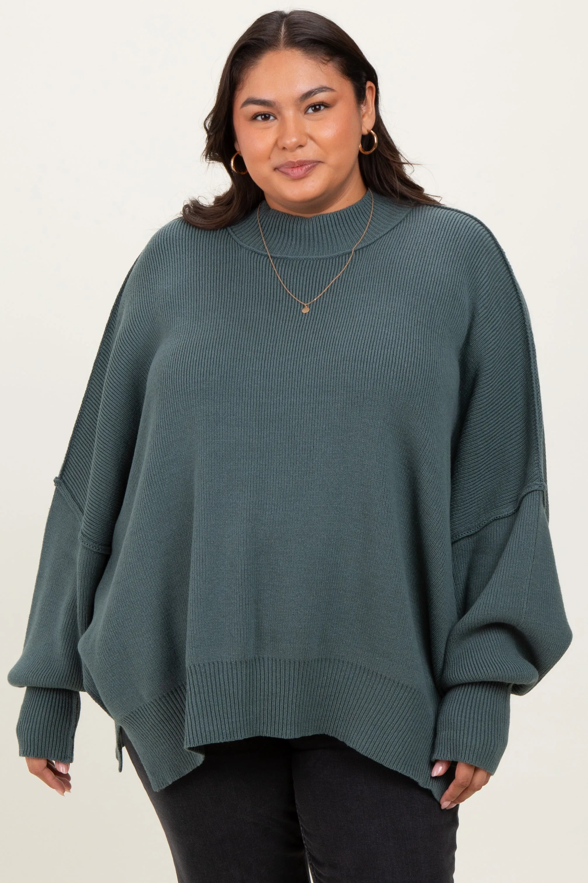 Jade Mock Neck Exposed Seam Maternity Sweater sold by Pinkblush product image thumbnail 5