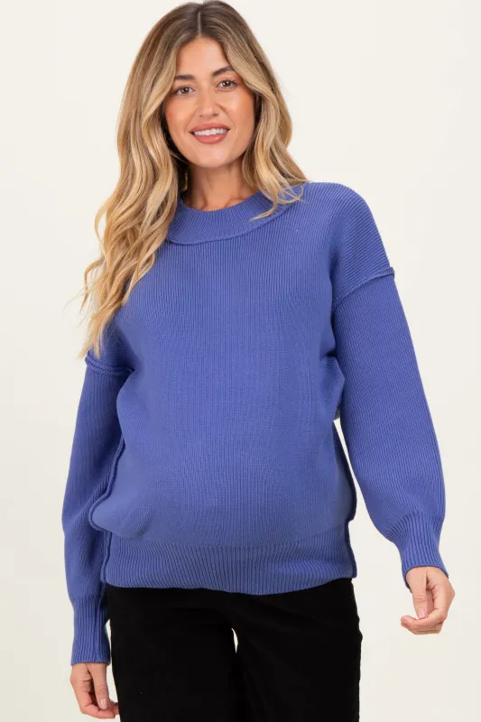 Purple Wide Neck Drop Shoulder Maternity Sweater sold by Pinkblush
