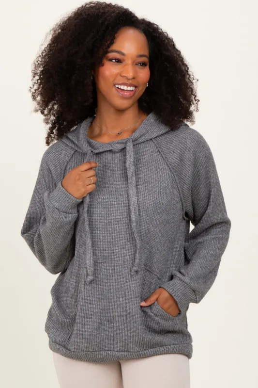 Charcoal Long Sleeve Solid Hoodie Top sold by Pinkblush