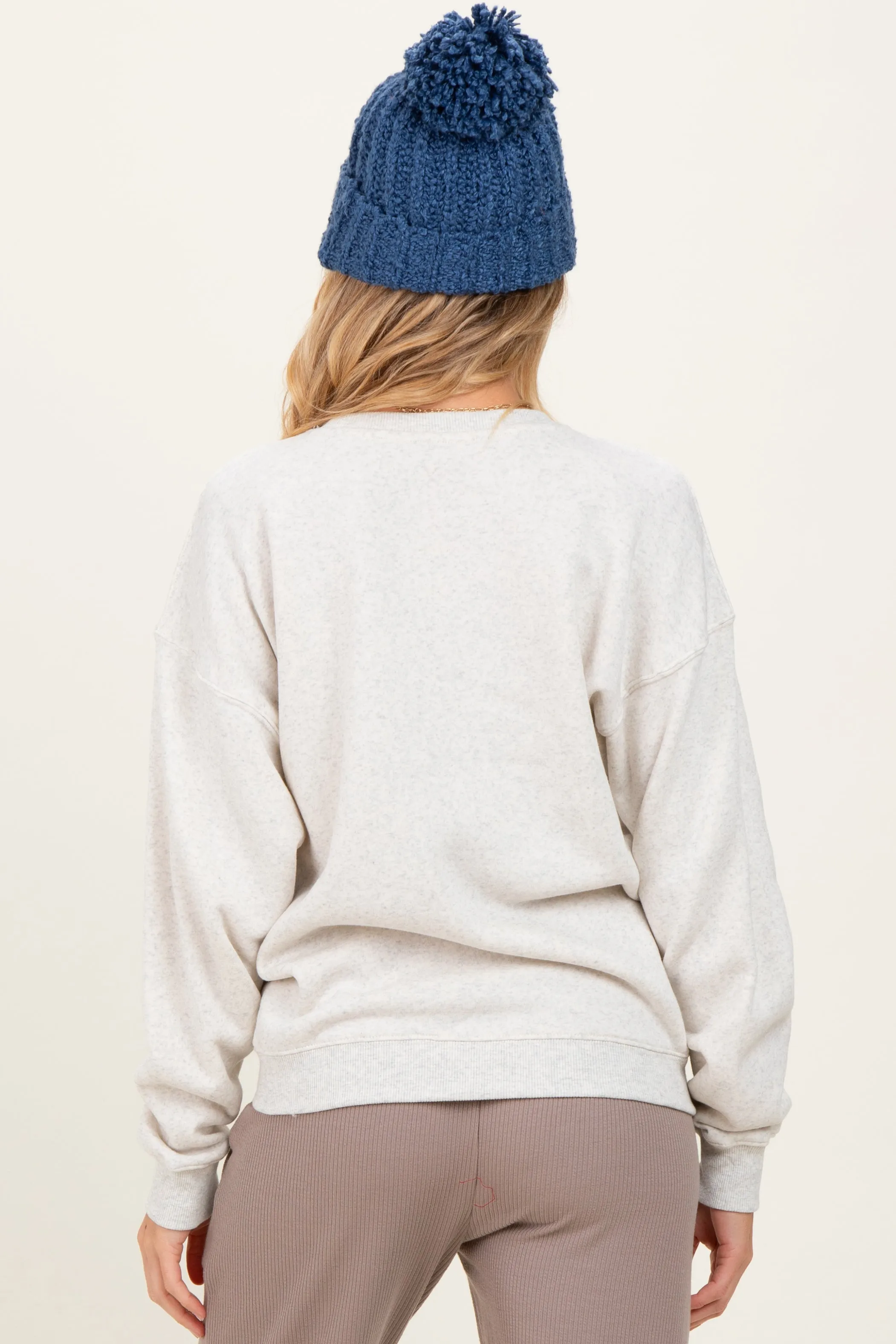 Ivory Fleece Crew Neck Relaxed Fit Maternity Sweatshirt sold by Pinkblush product image thumbnail 3