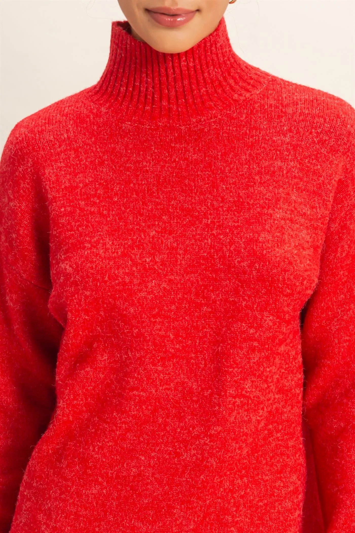 Red High Neck Sweater Mini Dress sold by Pinkblush product image thumbnail 5