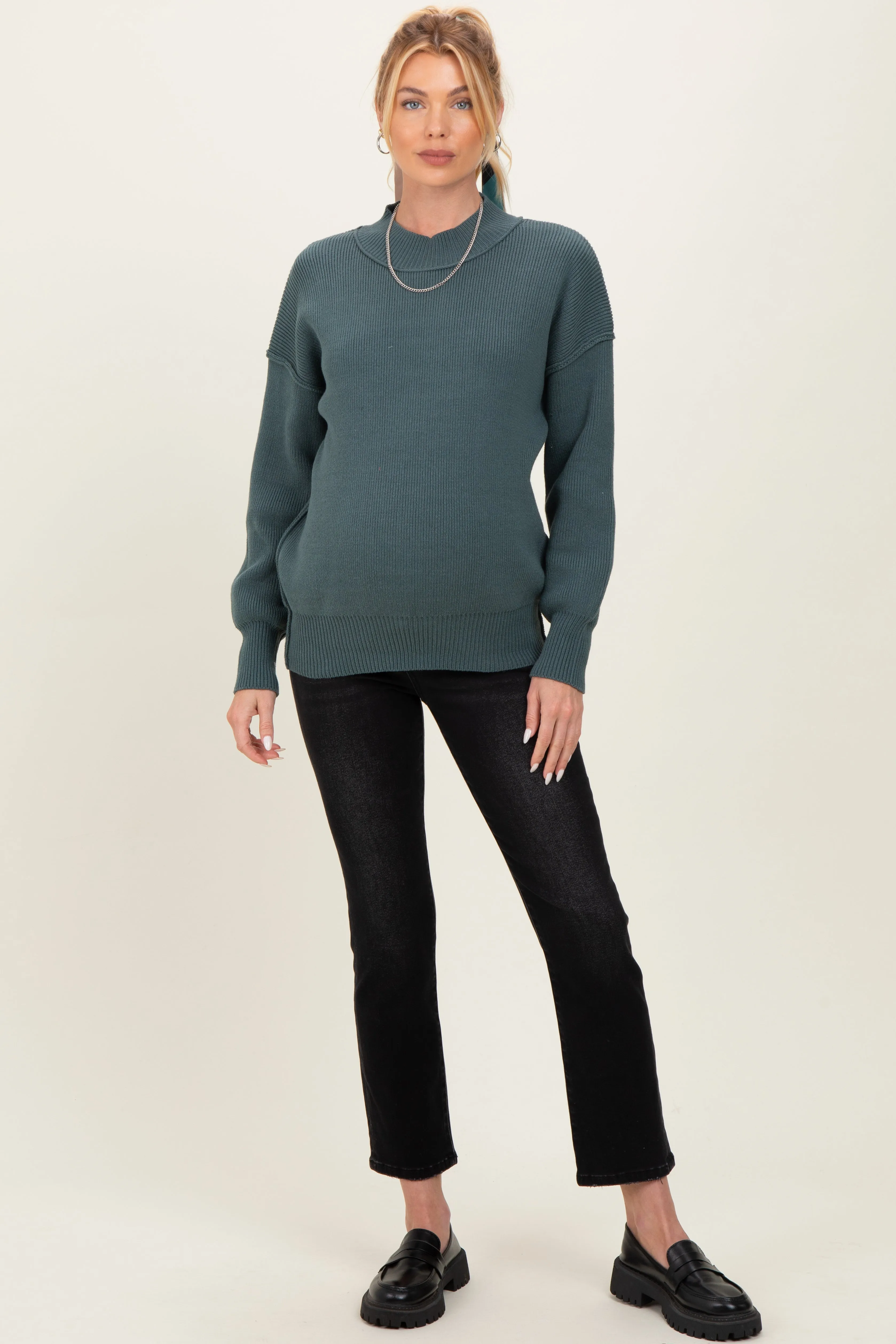 Jade Wide Neck Drop Shoulder Maternity Sweater sold by Pinkblush product image thumbnail 5