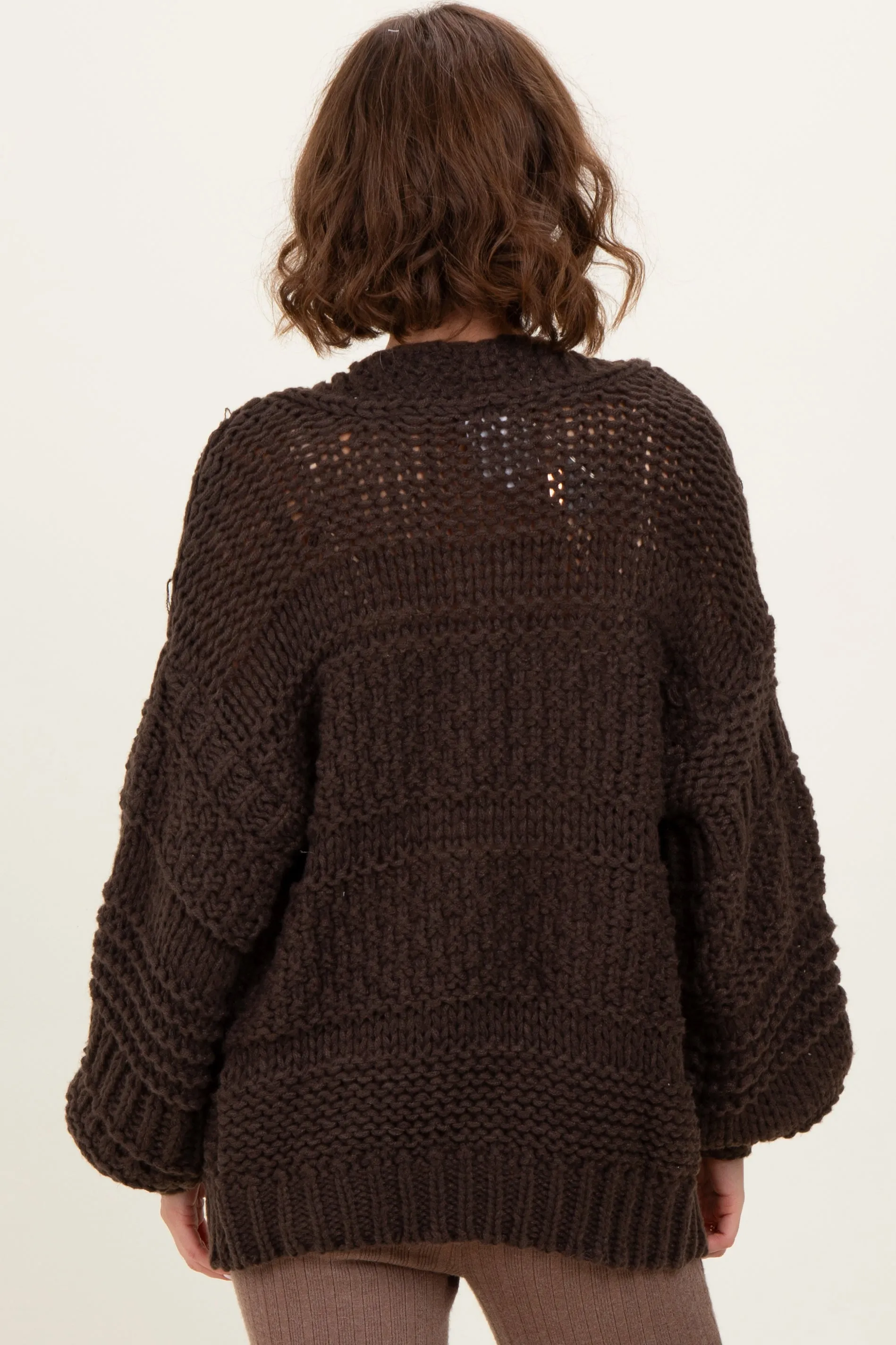 Brown Oversized Chunky Knit Cardigan sold by Pinkblush product image thumbnail 4