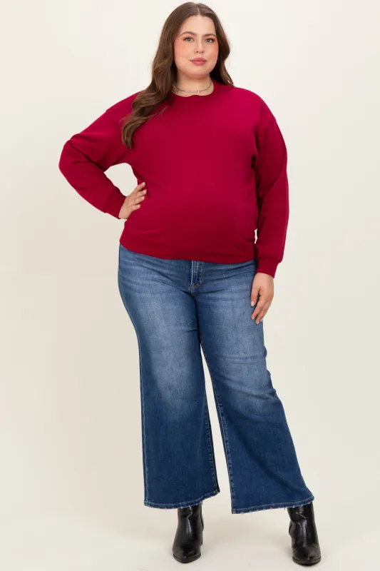 Navy Cropped Wide Leg Maternity Plus Jeans made by Risen