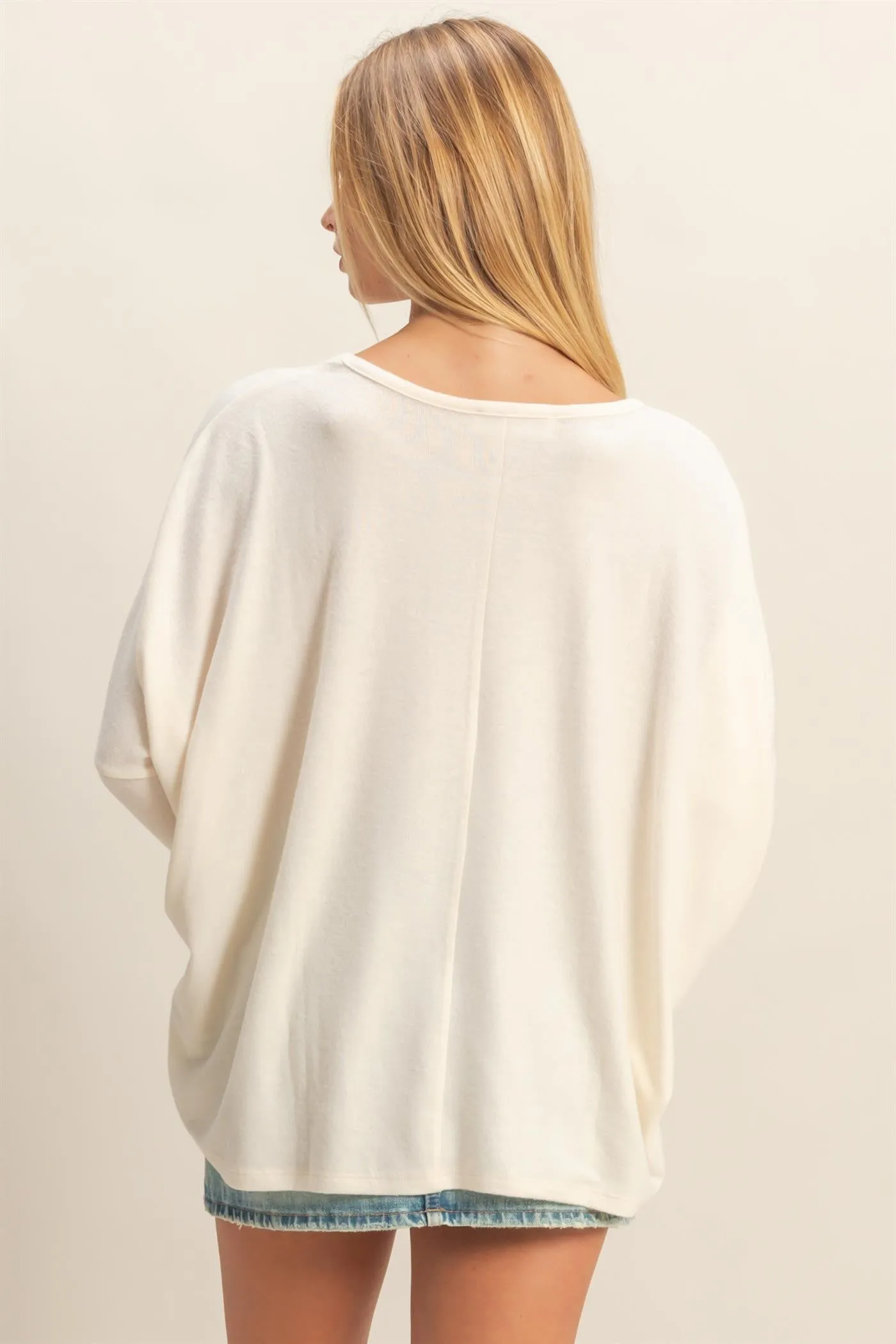 Cream Relaxed Fit Dolman Long Sleeve Top sold by Pinkblush product image thumbnail 3