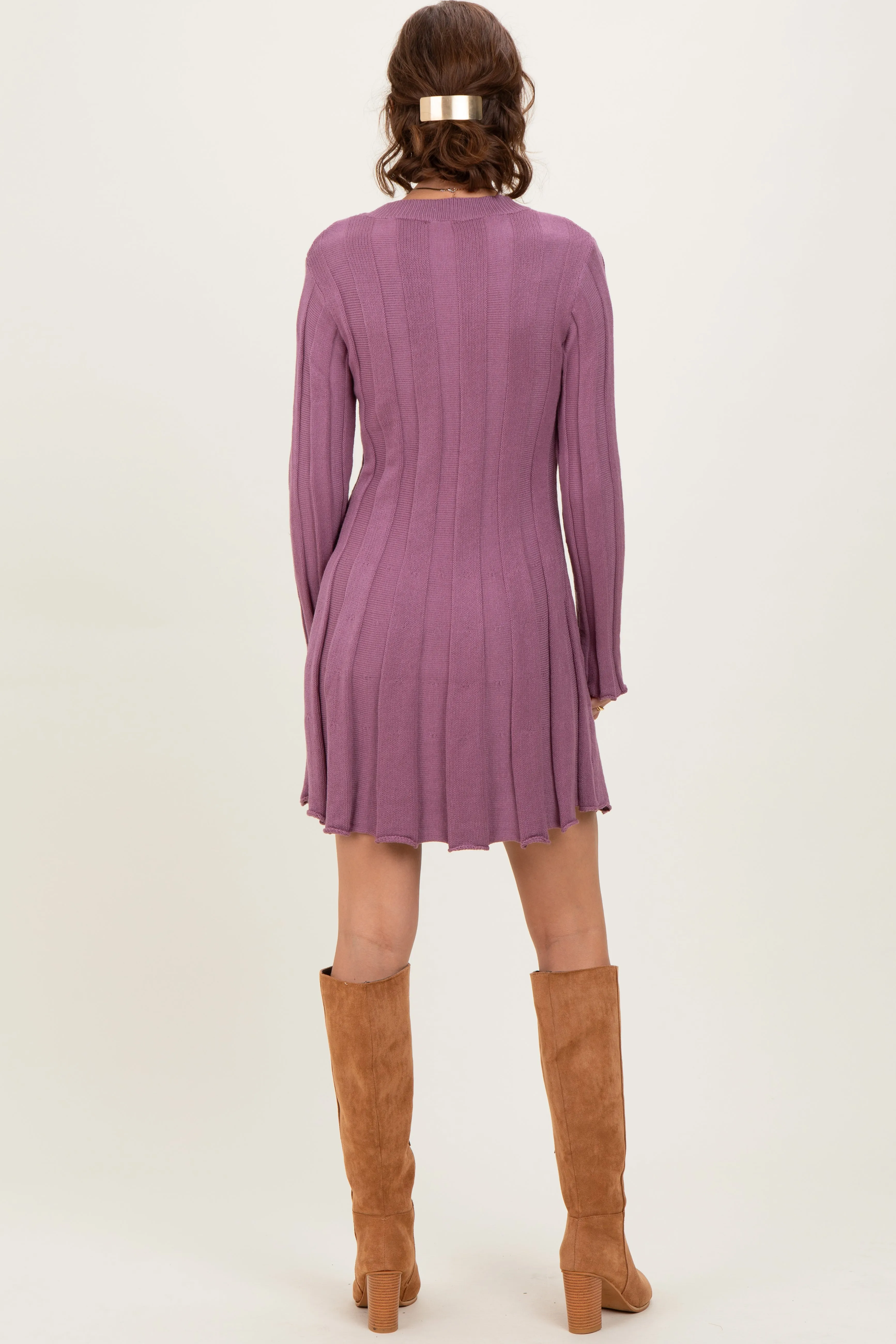 Plum Wide Rib Mini Dress sold by Pinkblush product image thumbnail 4