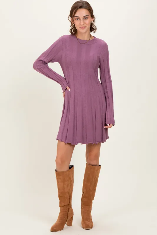 Plum Wide Rib Mini Dress sold by Pinkblush