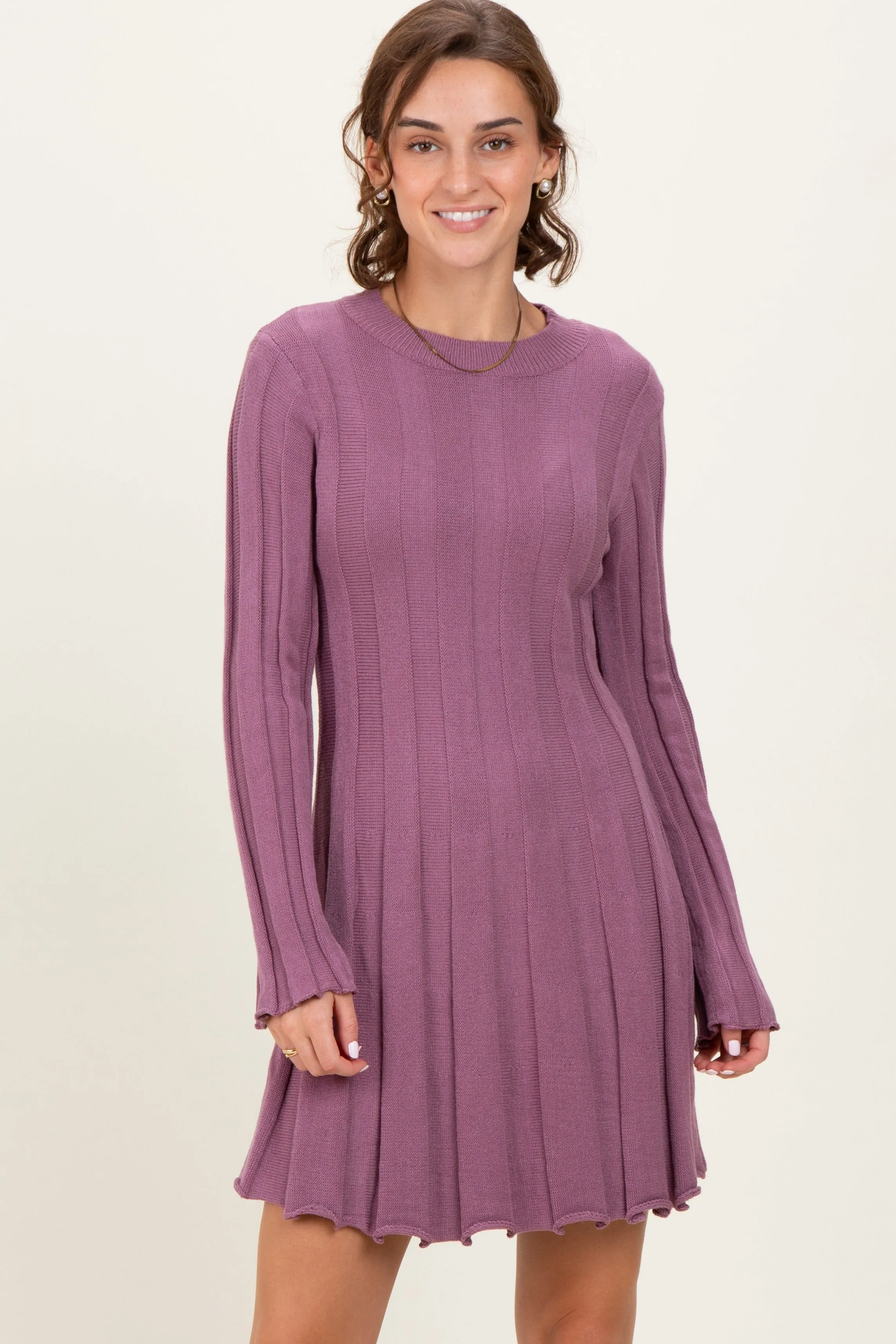 Plum Wide Rib Mini Dress sold by Pinkblush product image thumbnail 2