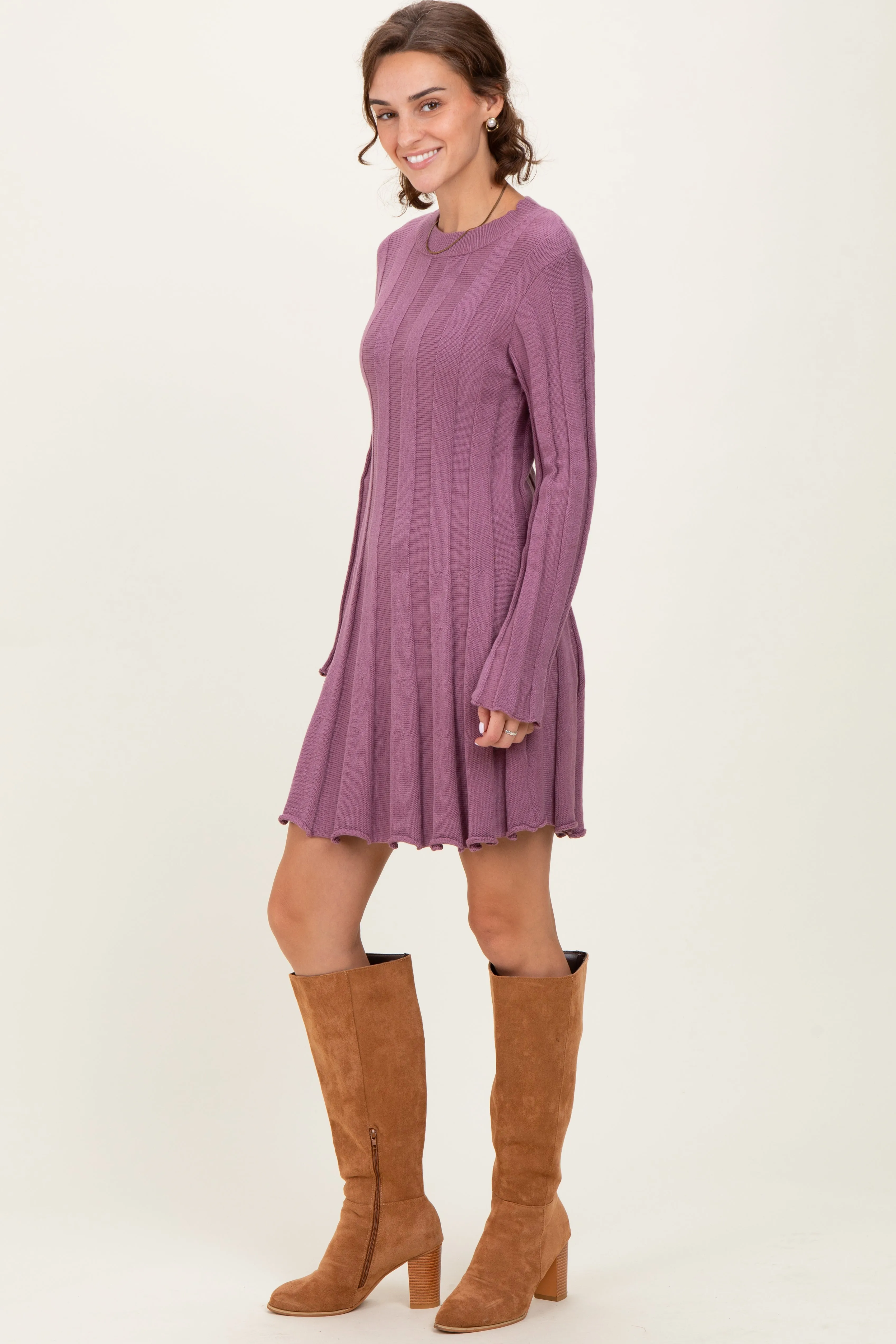 Plum Wide Rib Mini Dress sold by Pinkblush product image thumbnail 3