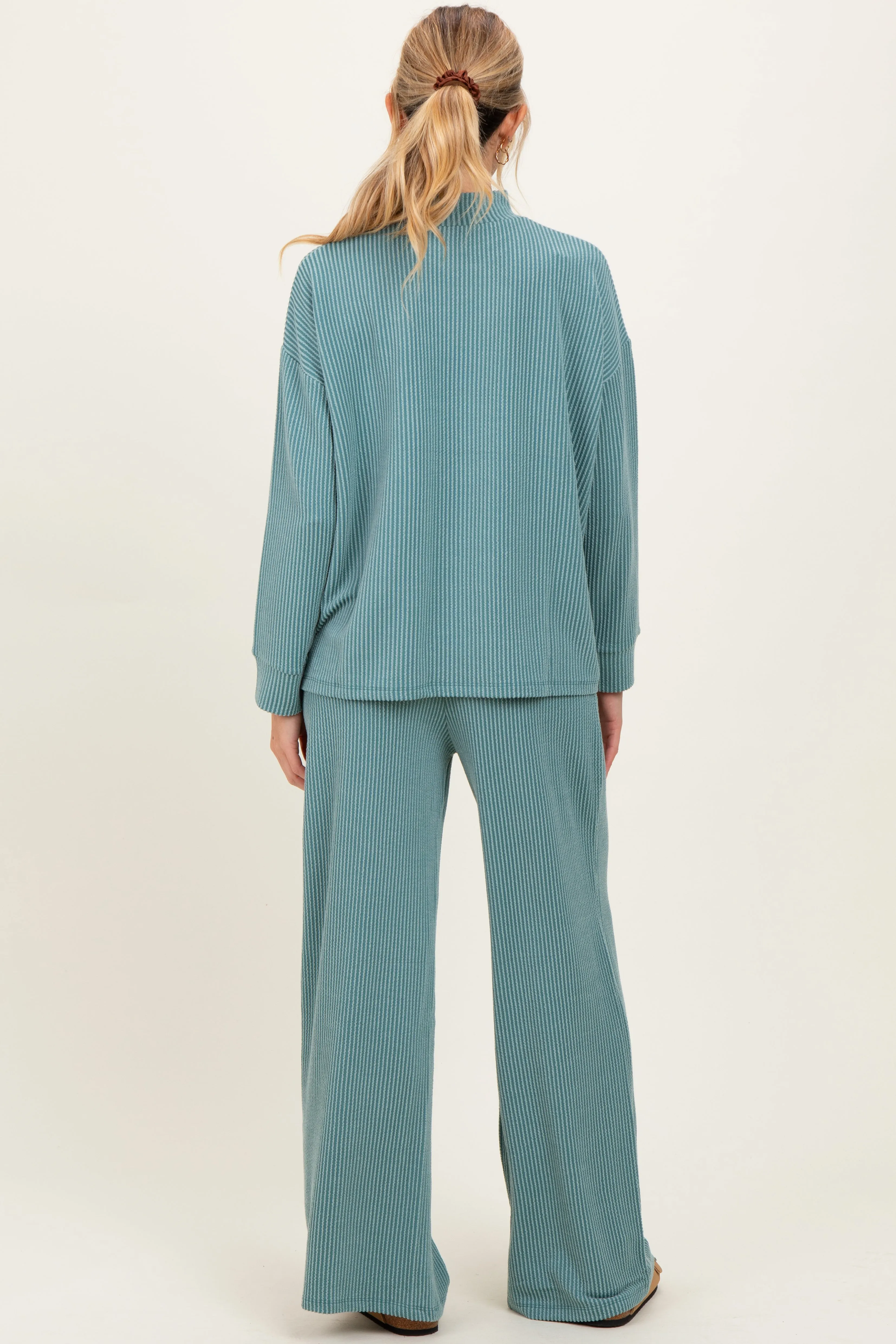 Jade Textured Rib Mock Neck Long Sleeve Pants Maternity Set sold by Pinkblush product image thumbnail 4