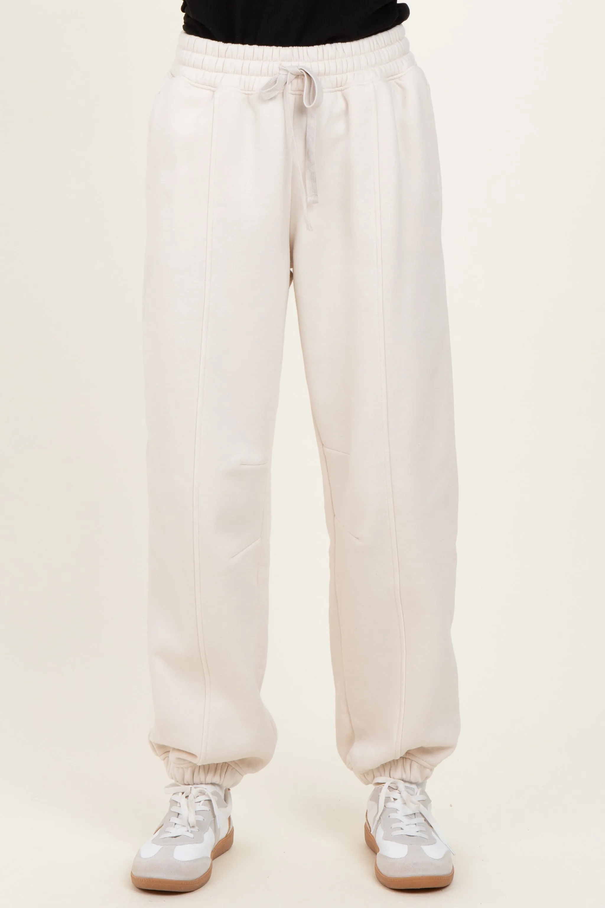 Cream Drawstring Relaxed Fit Sweatpants sold by Pinkblush product image thumbnail 2