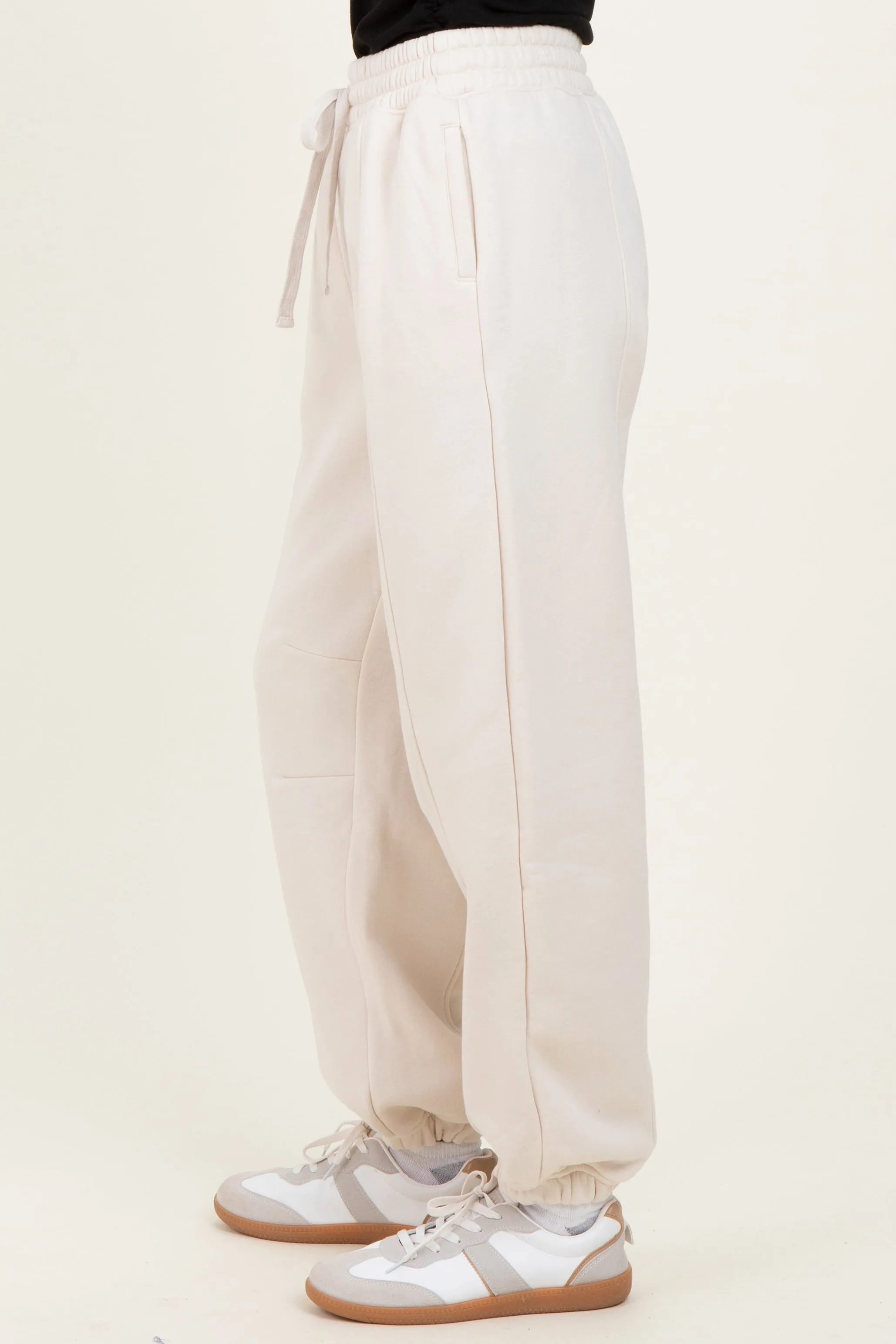 Cream Drawstring Relaxed Fit Sweatpants sold by Pinkblush product image thumbnail 3