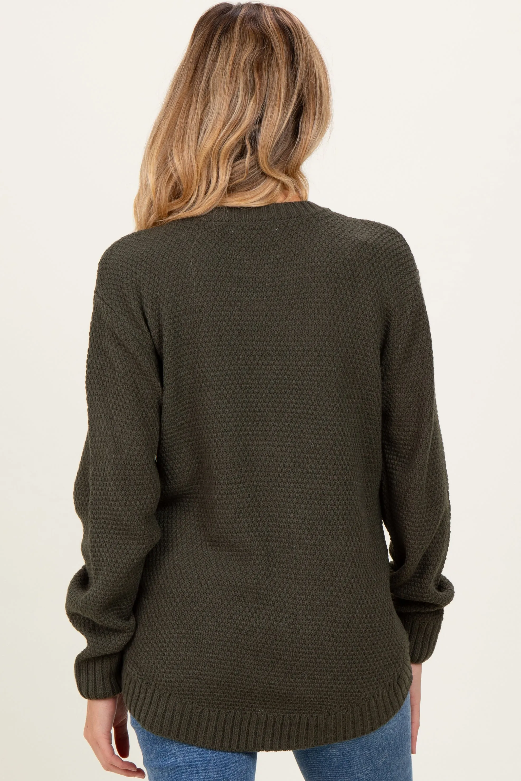 Dark Olive Knit Pullover Maternity Sweater sold by Pinkblush product image thumbnail 3