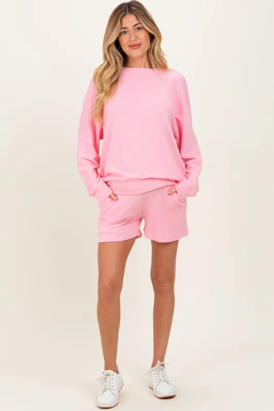 Pink Maternity Pullover & Shorts Set sold by Pinkblush