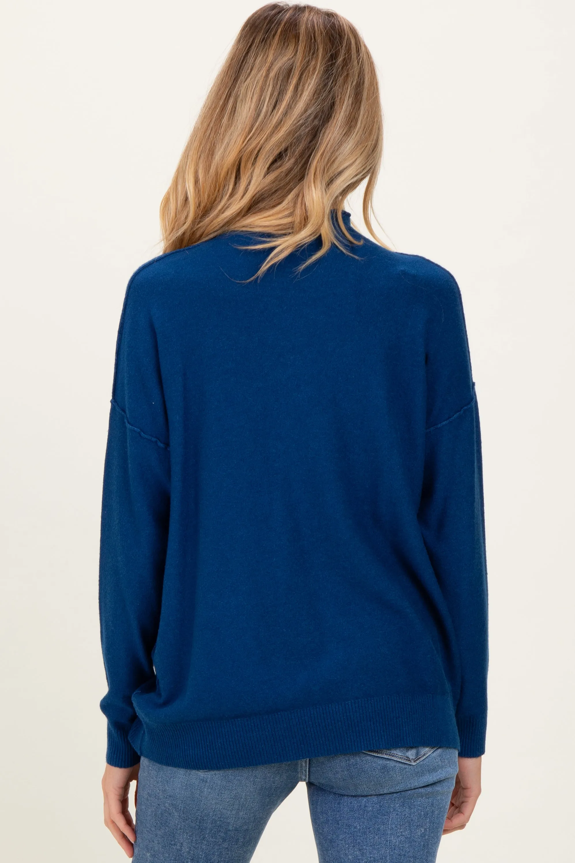 Navy Mock Neck Exposed Seam Maternity Sweater sold by Pinkblush product image thumbnail 4