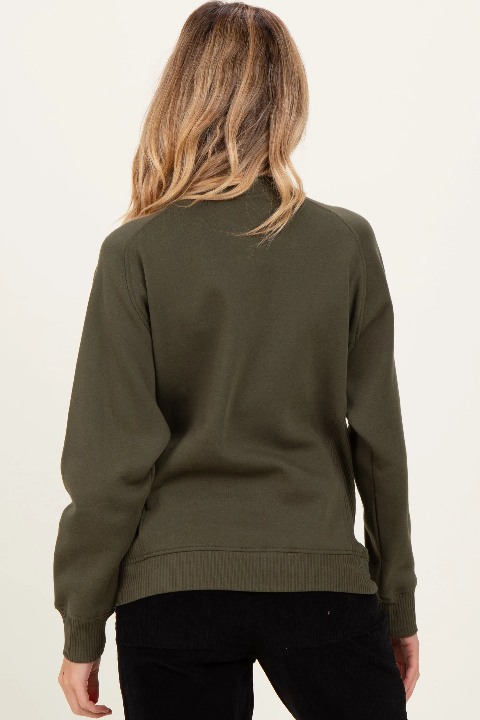 Dark Olive Fleece Maternity Sweatshirt sold by Pinkblush product image thumbnail 4
