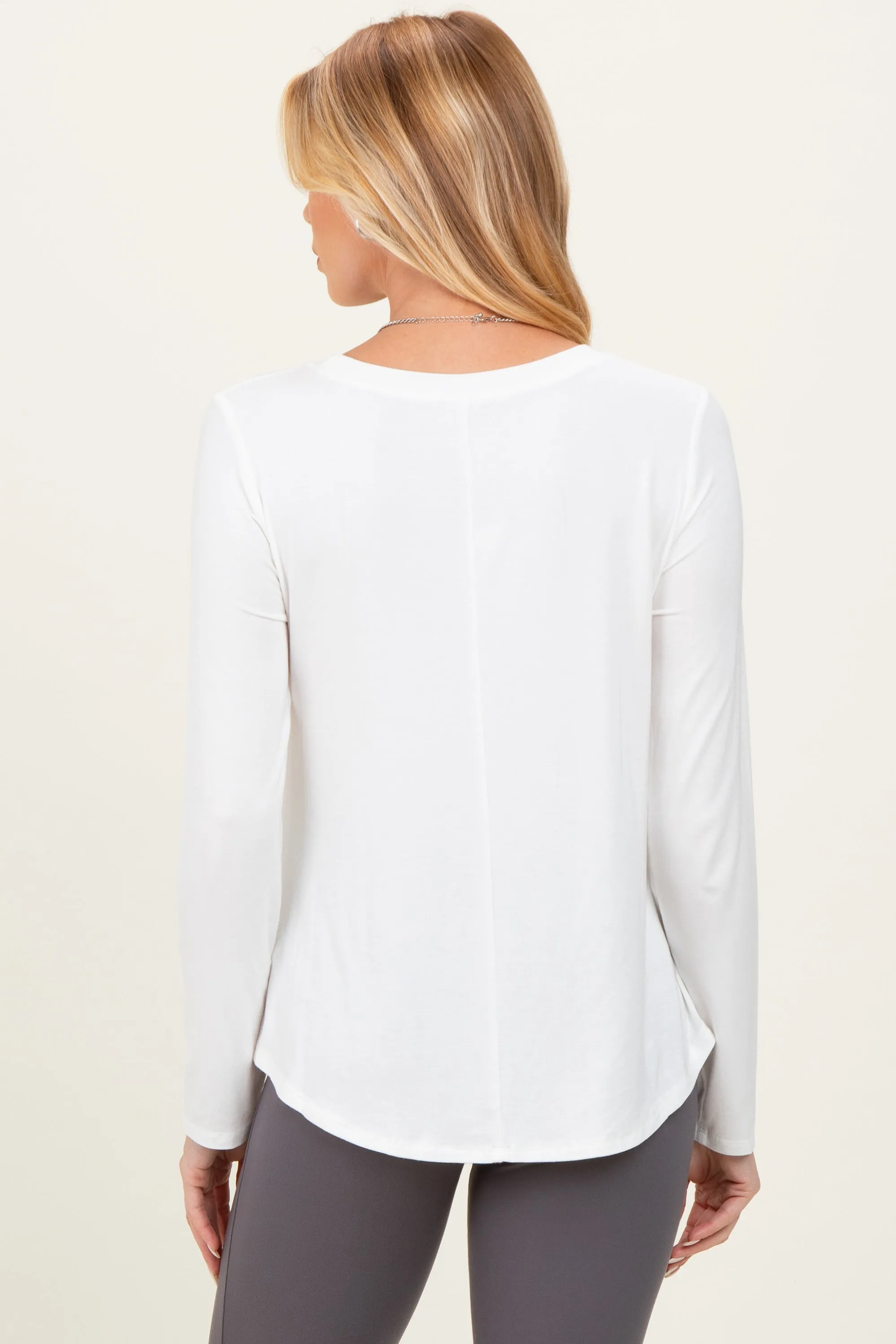 Ivory Flowy Round Hem Maternity Long Sleeve Top sold by Pinkblush product image thumbnail 5