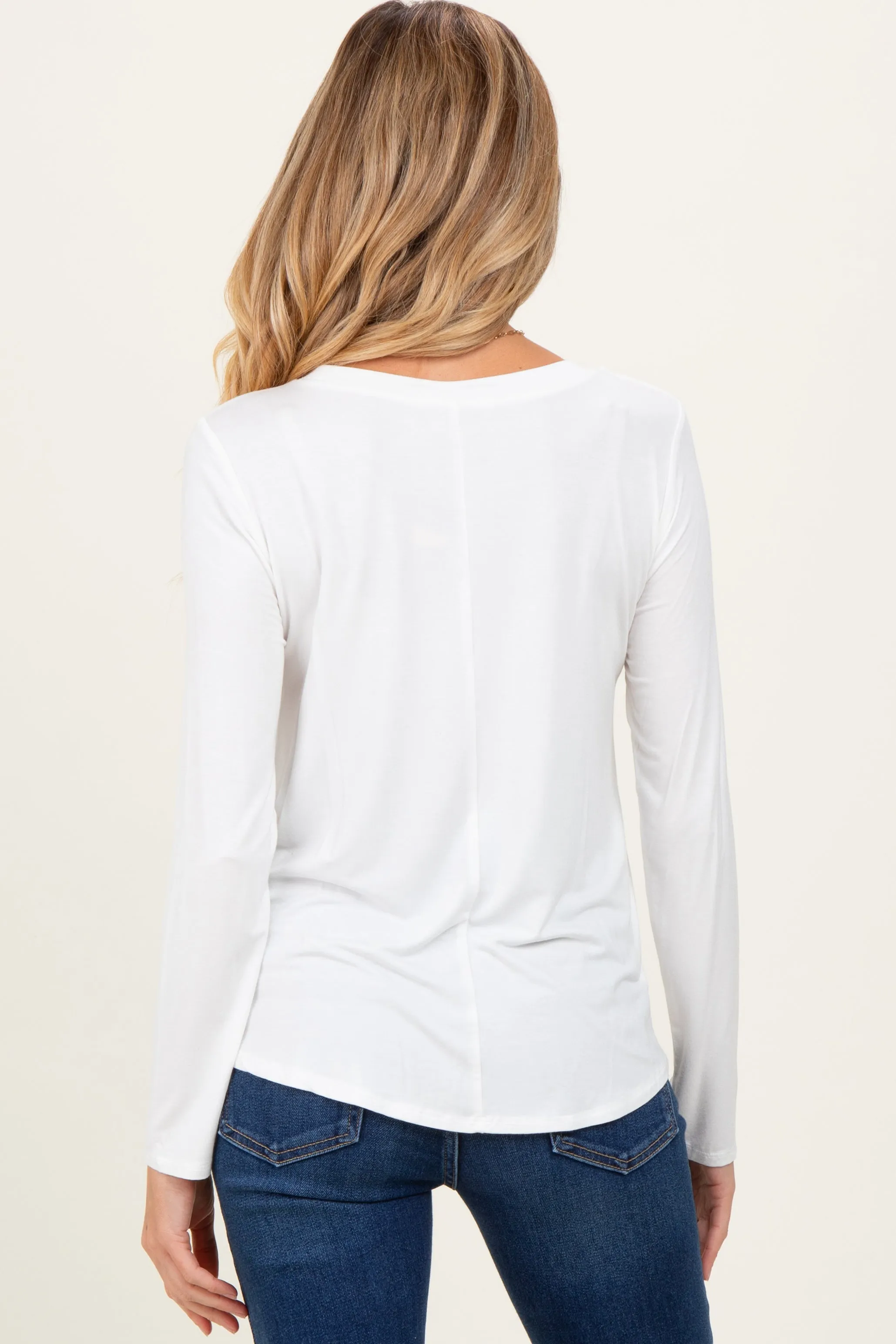 Ivory Flowy Round Hem Maternity Long Sleeve Top sold by Pinkblush product image thumbnail 3