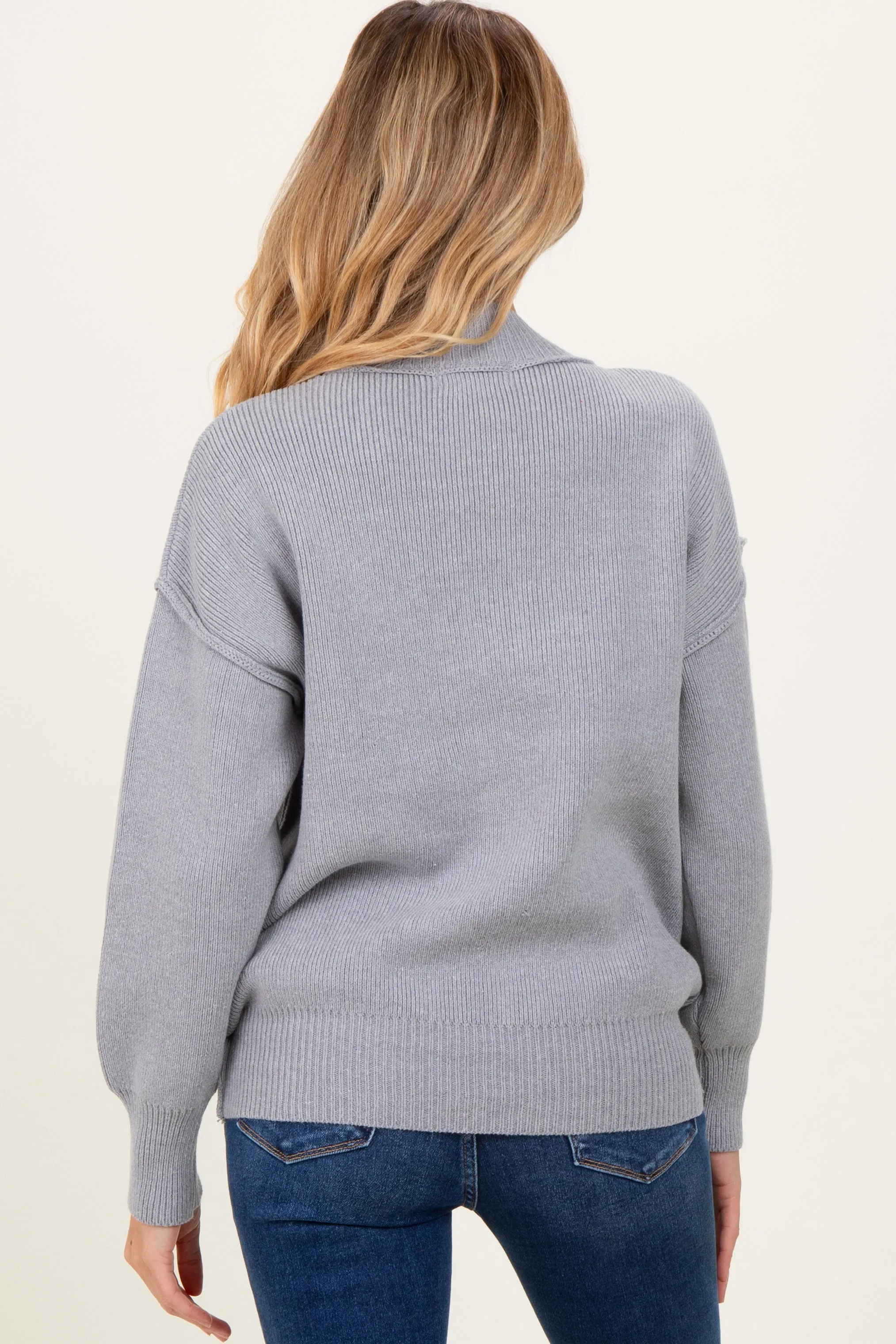 Grey Wide Neck Drop Shoulder Maternity Sweater sold by Pinkblush product image thumbnail 4