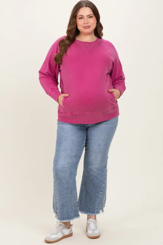 Blue Distressed Wide Leg Maternity Plus Jeans made by Risen