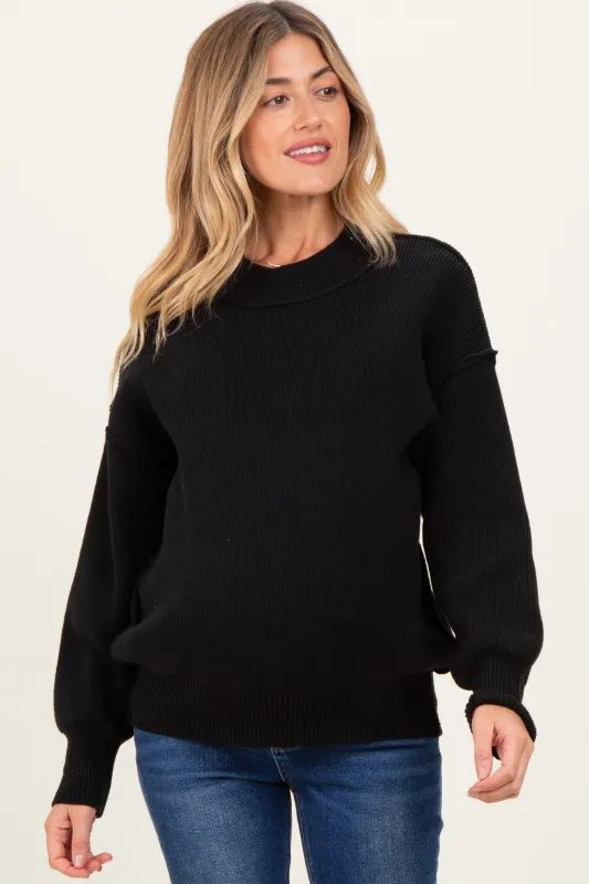 Black Wide Neck Drop Shoulder Maternity Sweater sold by Pinkblush