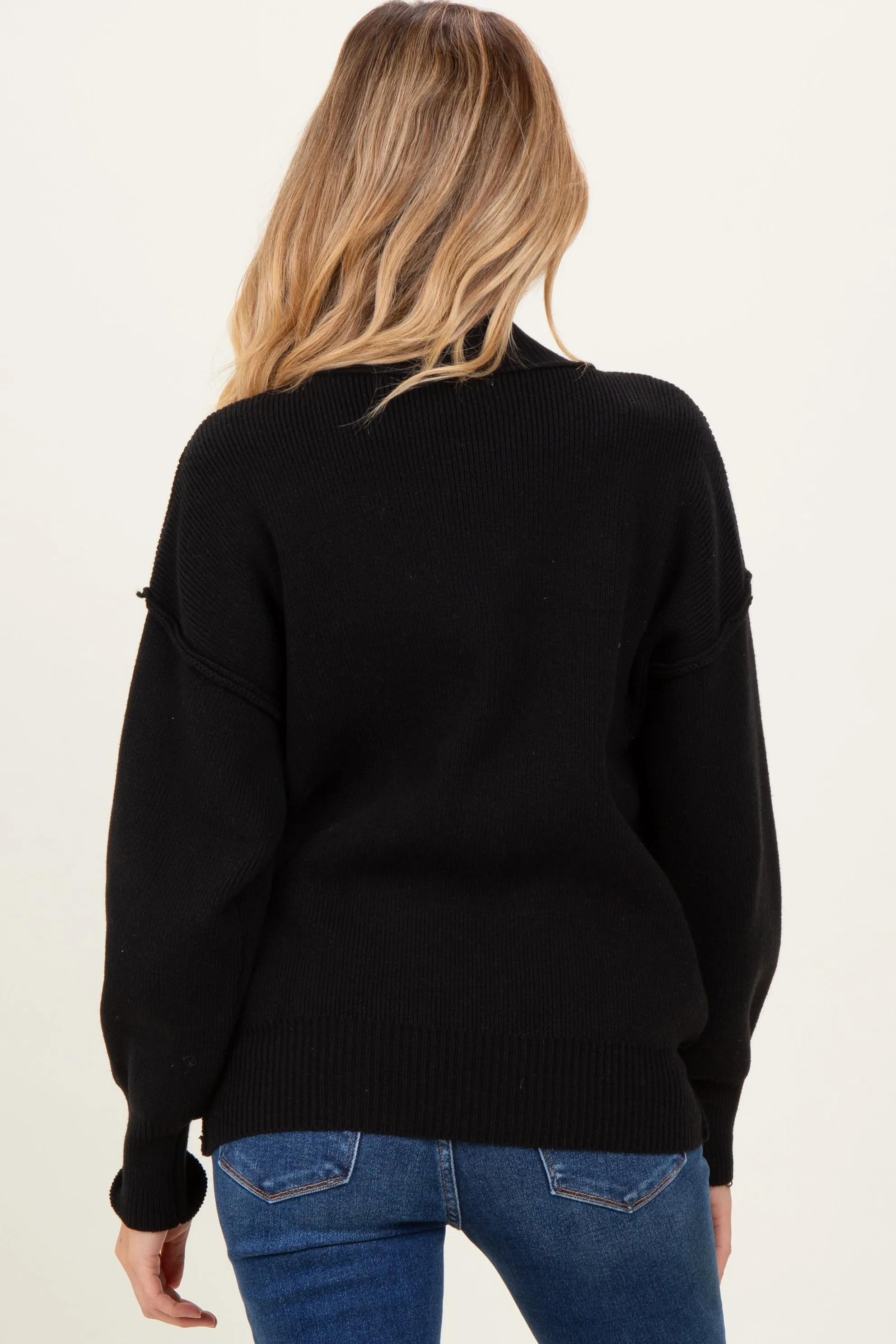 Black Wide Neck Drop Shoulder Maternity Sweater sold by Pinkblush product image thumbnail 3