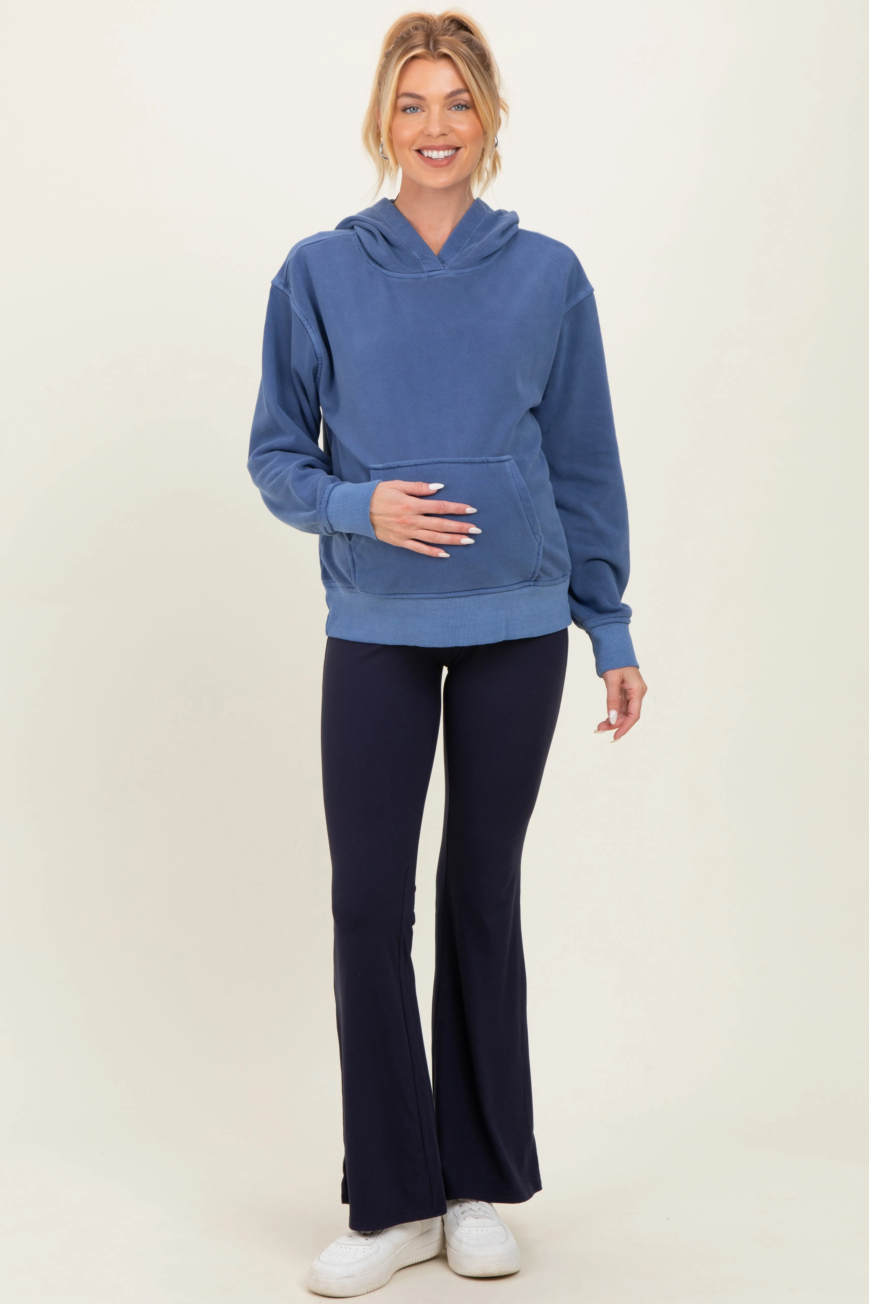 Navy Soft Fleece Maternity Pocket Hoodie sold by Pinkblush product image thumbnail 2